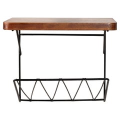 1960s metal and teak bedside table