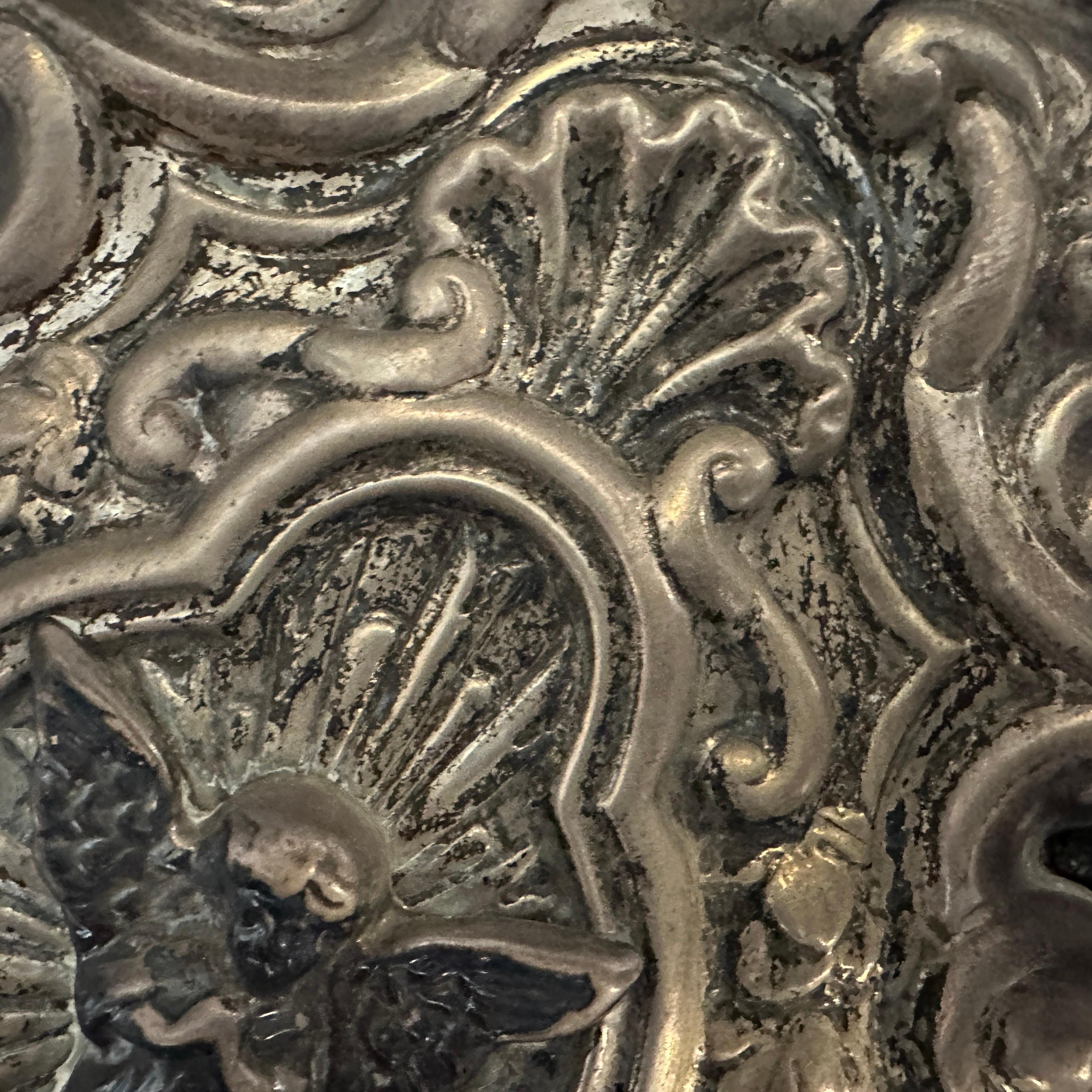 1960s Metal and Velvet Italian Holy Water Stoup For Sale 3