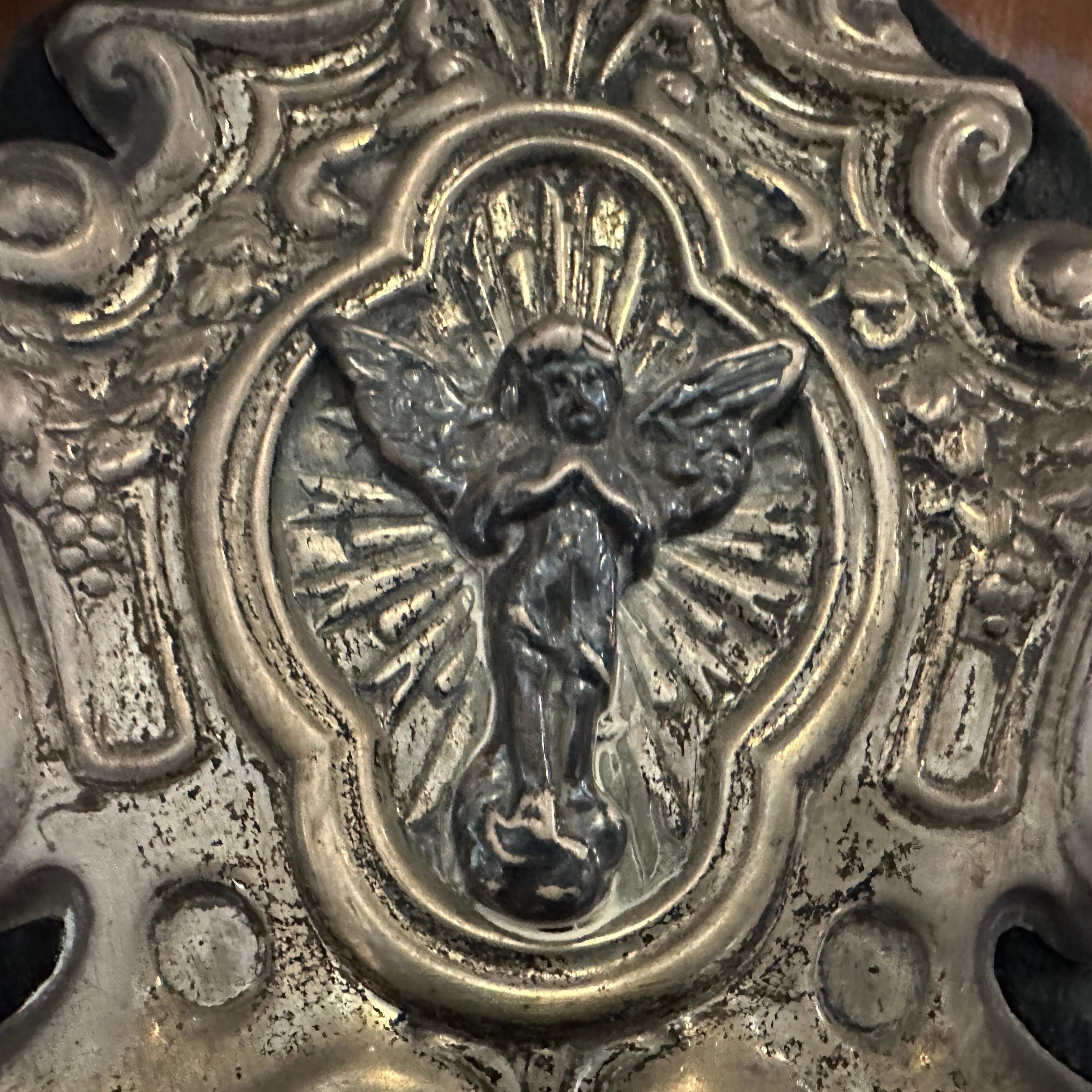 1960s Metal and Velvet Italian Holy Water Stoup For Sale 1