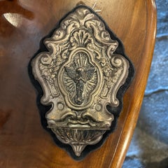 1960s Metal and Velvet Italian Holy Water Stoup