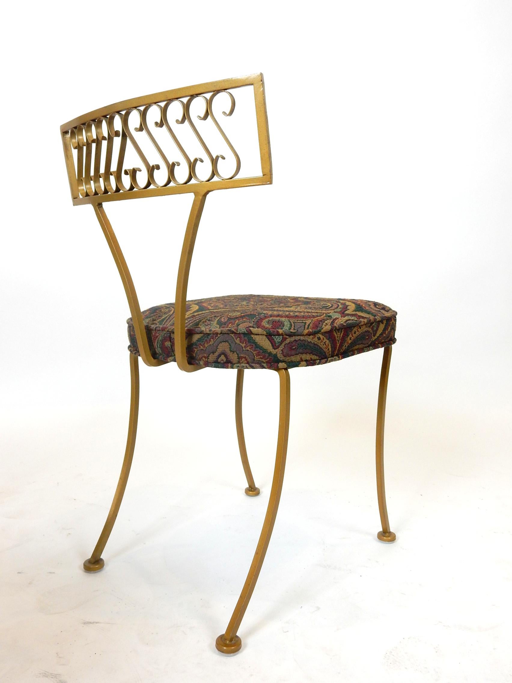 Mid-Century Modern Mid Century Metal Art Klismos Patio Chair Set For Sale