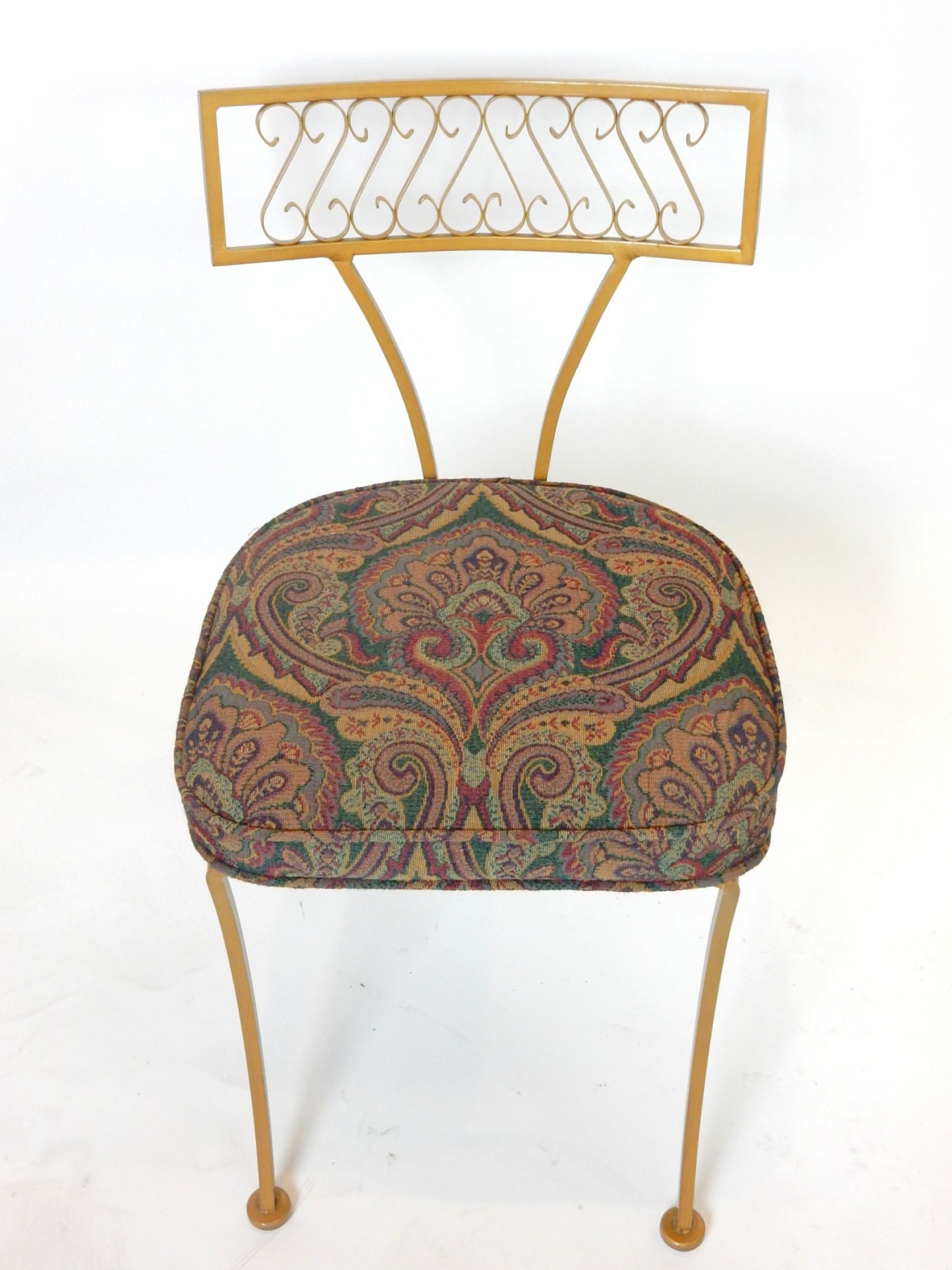 American Mid Century Metal Art Klismos Patio Chair Set For Sale