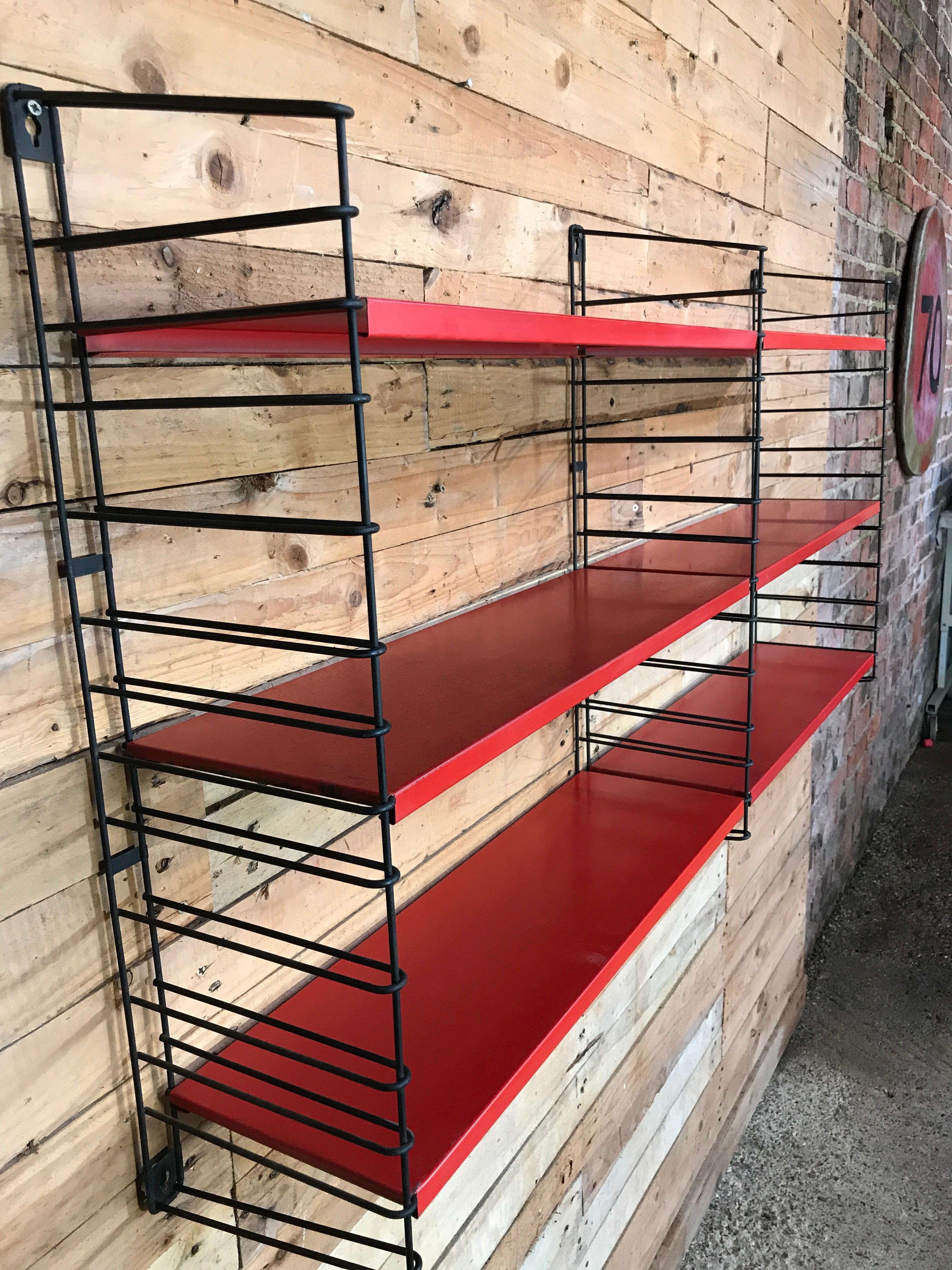 1960s Metal Black Ladders Red Modular Tomado Wall Unit Designed by A. Dekker 1