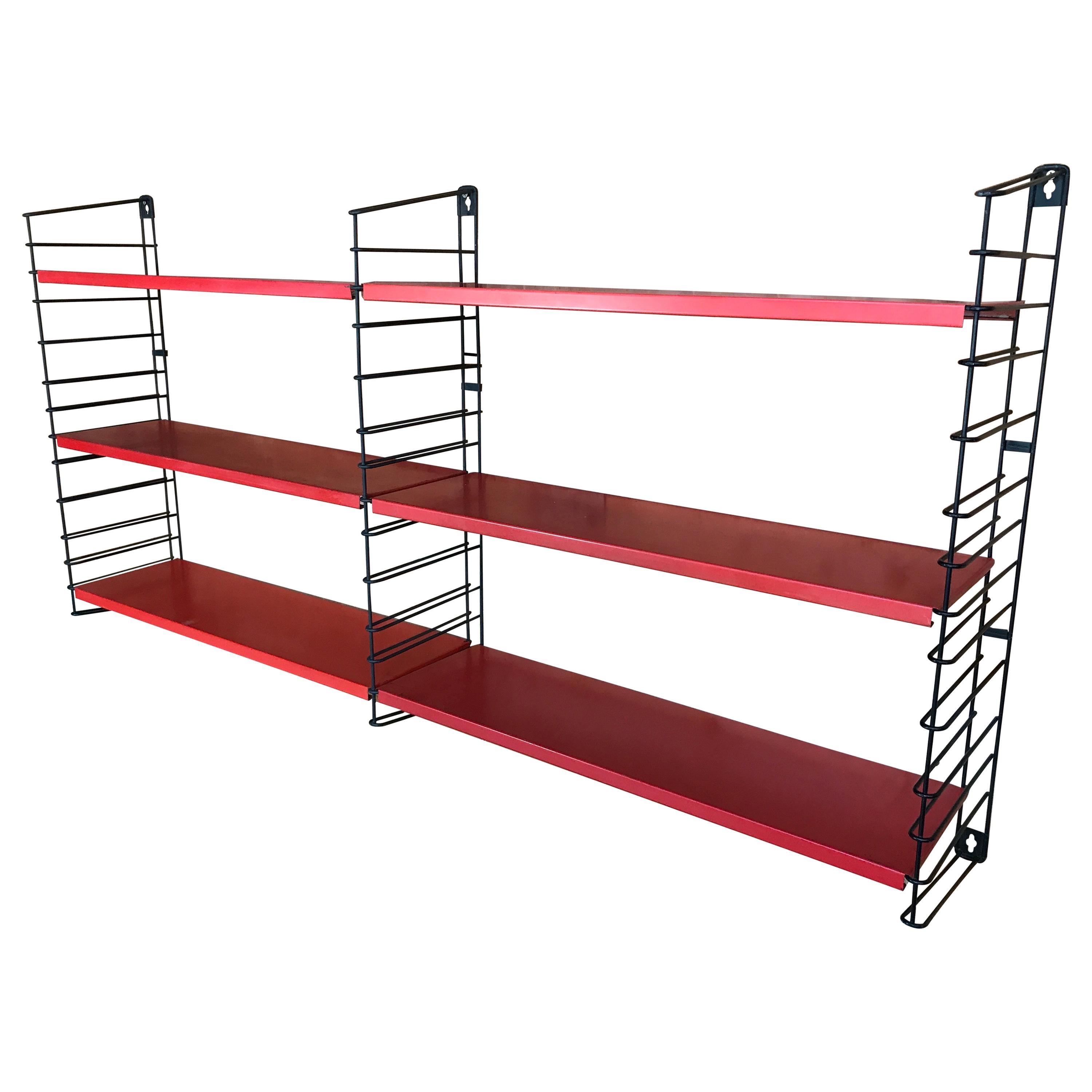 1960s Metal Black Ladders Red Modular Tomado Wall Unit Designed by A. Dekker