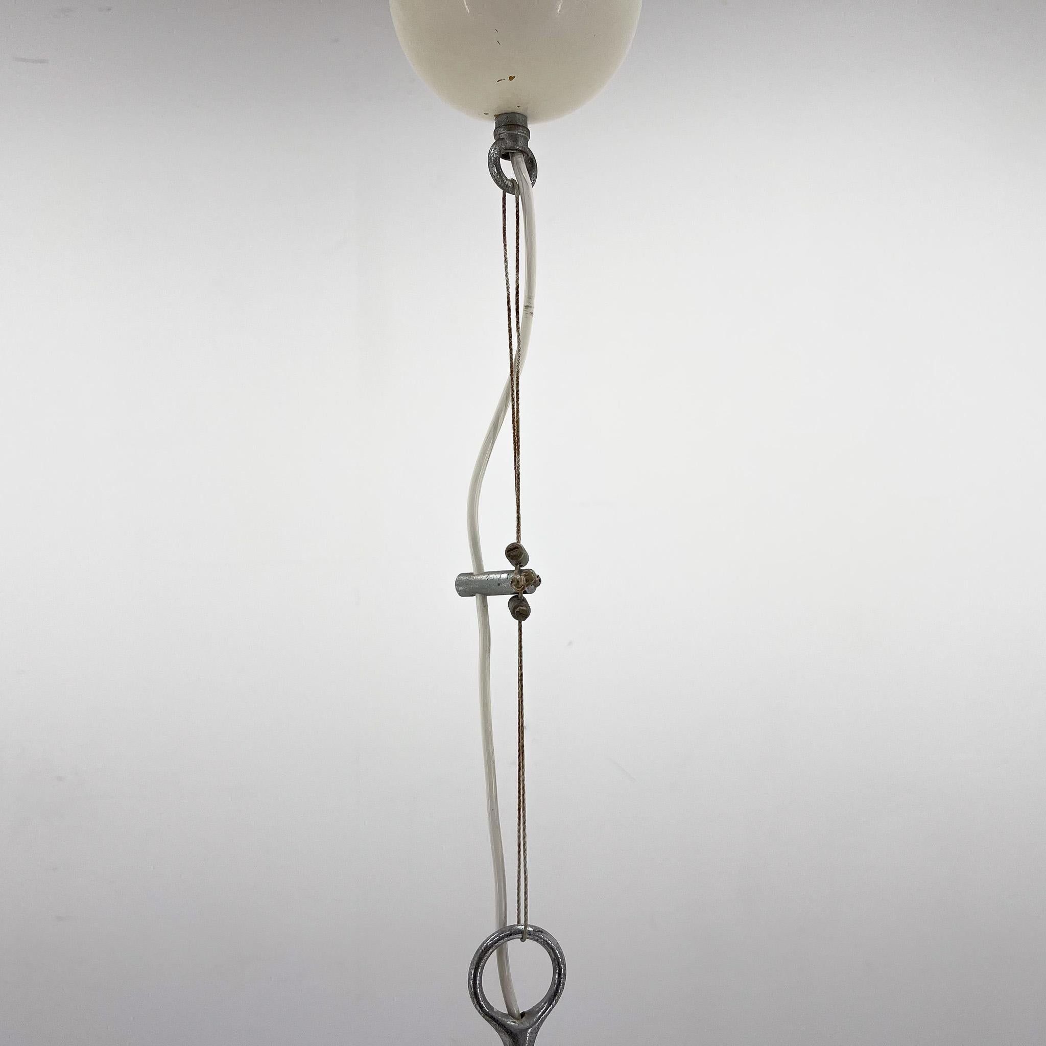 1960s Metal & Milk Glass Pendant Light, Italy For Sale 1