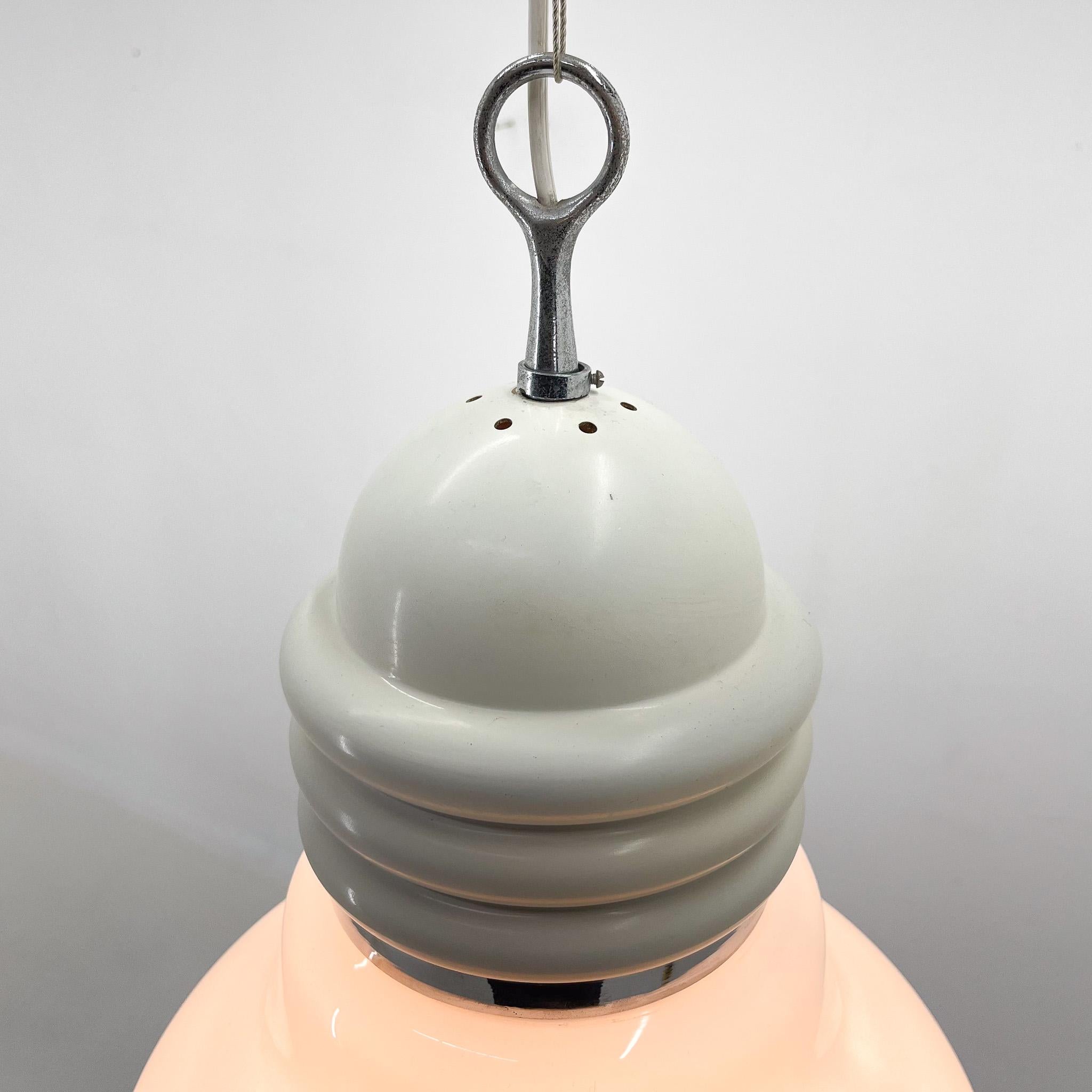 1960s Metal & Milk Glass Pendant Light, Italy For Sale 3