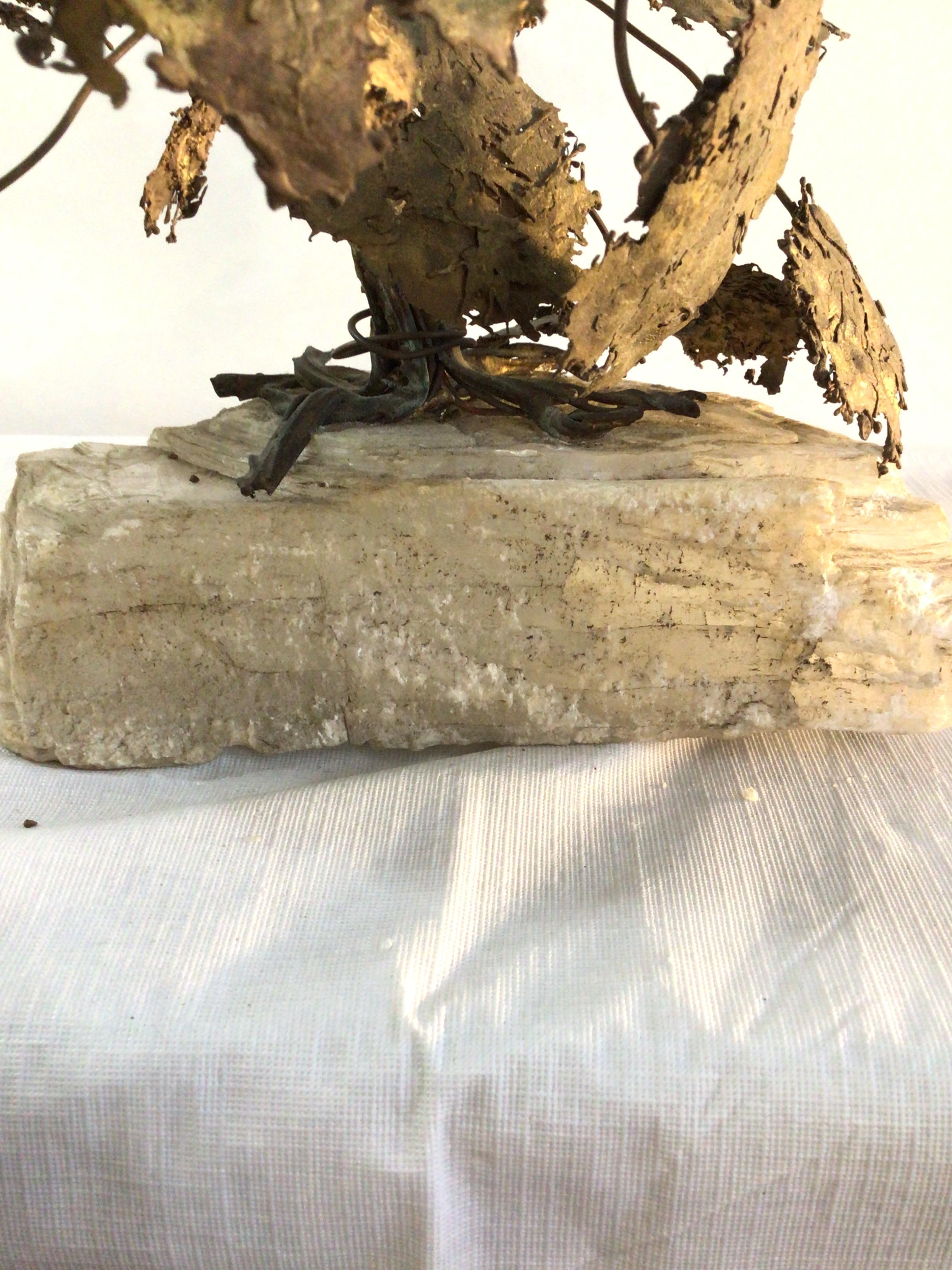 Metallbaum-Skulptur auf Quarz-Steinsockel aus den 1960er Jahren im Angebot 2