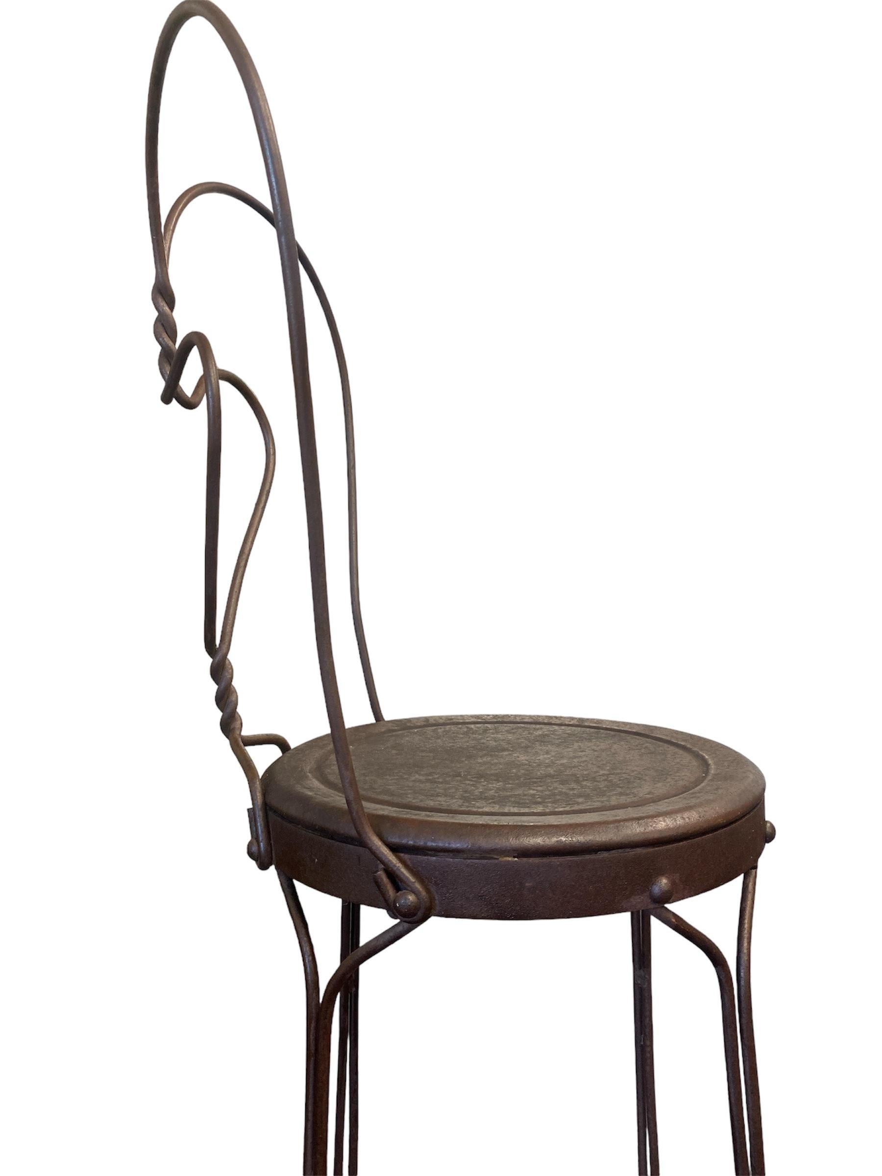 Iron 1960s Metal Twisted Ice Cream Parlor Salon Bar Stools - Set of 4