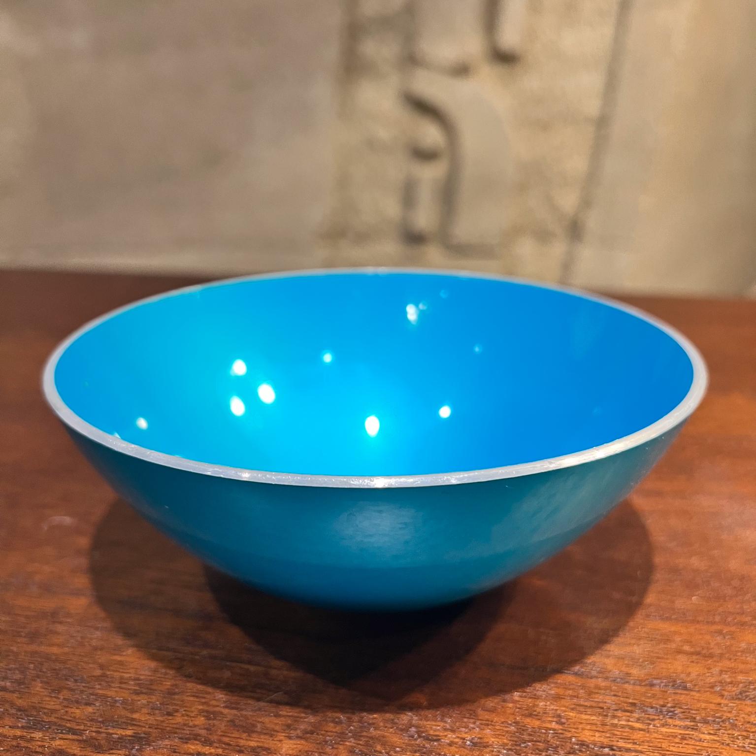 Métal 1960s Metallic Enamel Aqua Bowl by Emalox of Norway en vente