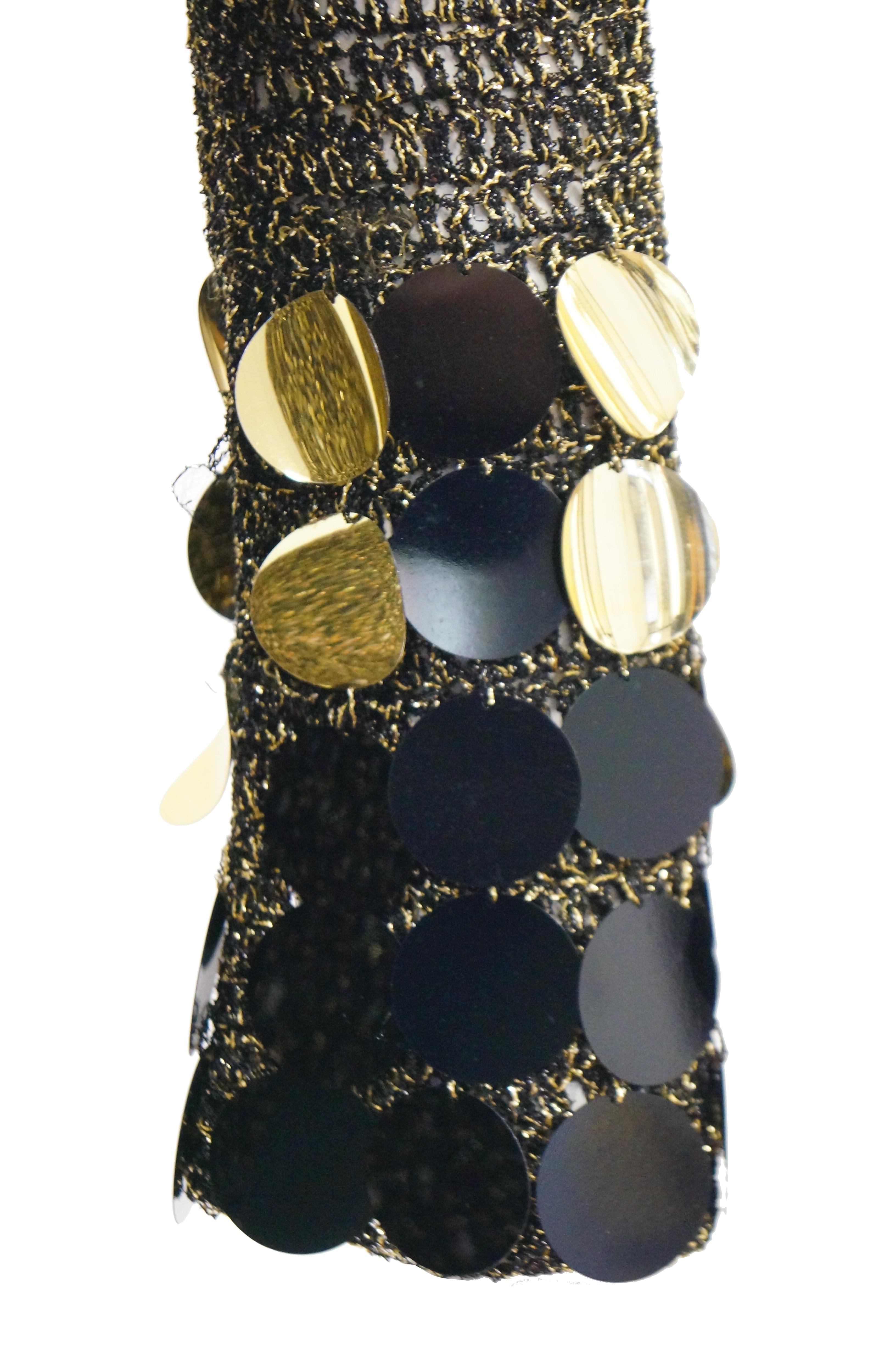 1960s Metallic Gold and Black Knit Wear Mini Dress In Excellent Condition In Houston, TX