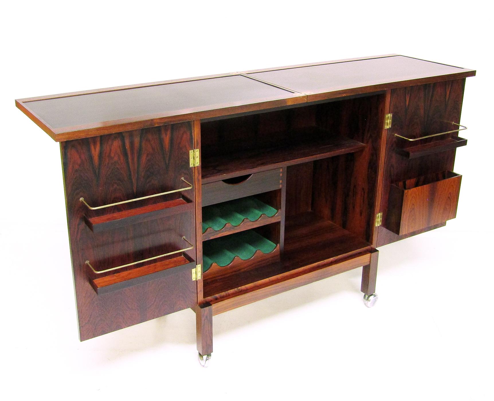 Brass 1960s Metamorphic Dry Bar in Rosewood by Torbjorn Afdal