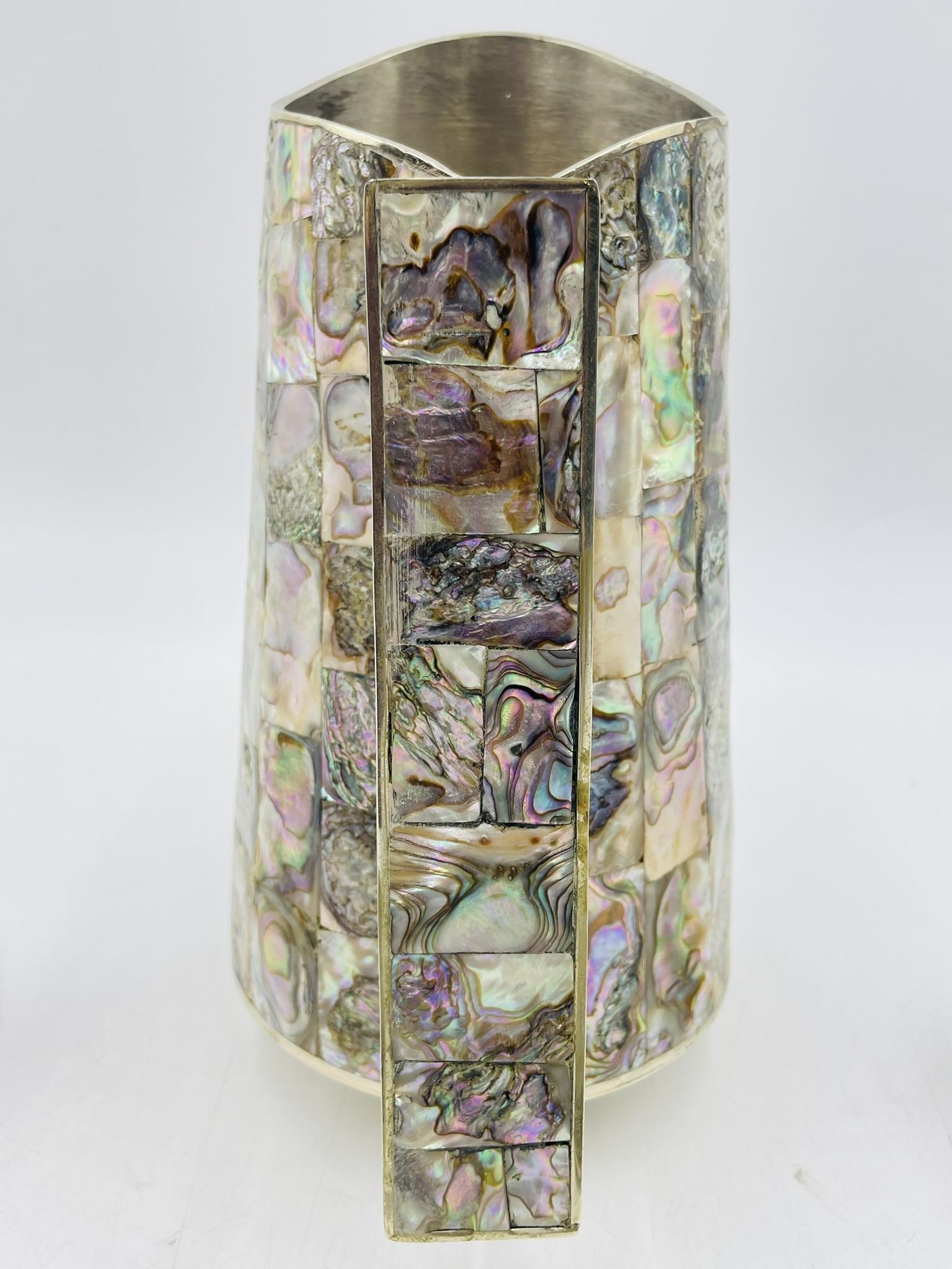 Set di brocche d'acqua messicane in argento e abalone degli anni '60, dopo Los Castillos in vendita 1