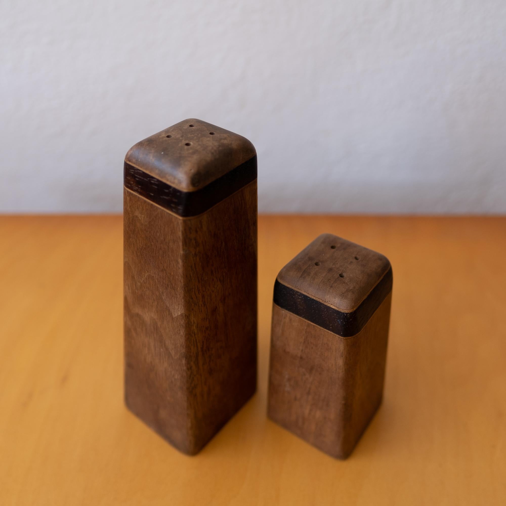 Hand-Carved 1960s Mexican Modern Salt and Pepper Set by Don Shoemaker For Sale