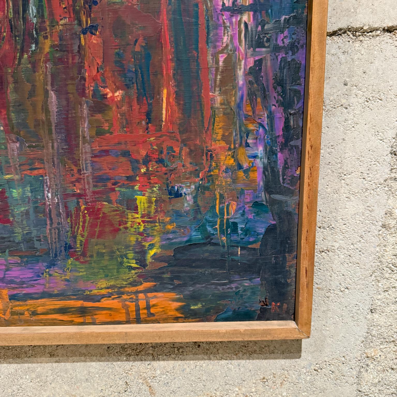 1960s Modernismo Mexicano Vibrante Pintura al Óleo Abstracta Arte Original en venta 4