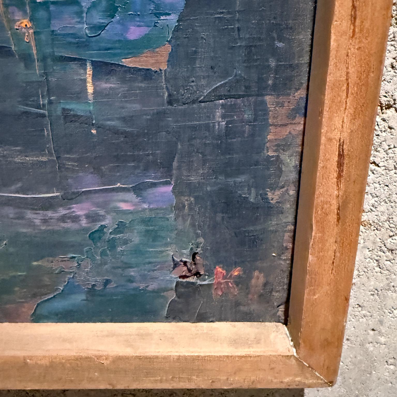 1960s Modernismo Mexicano Vibrante Pintura al Óleo Abstracta Arte Original en venta 5