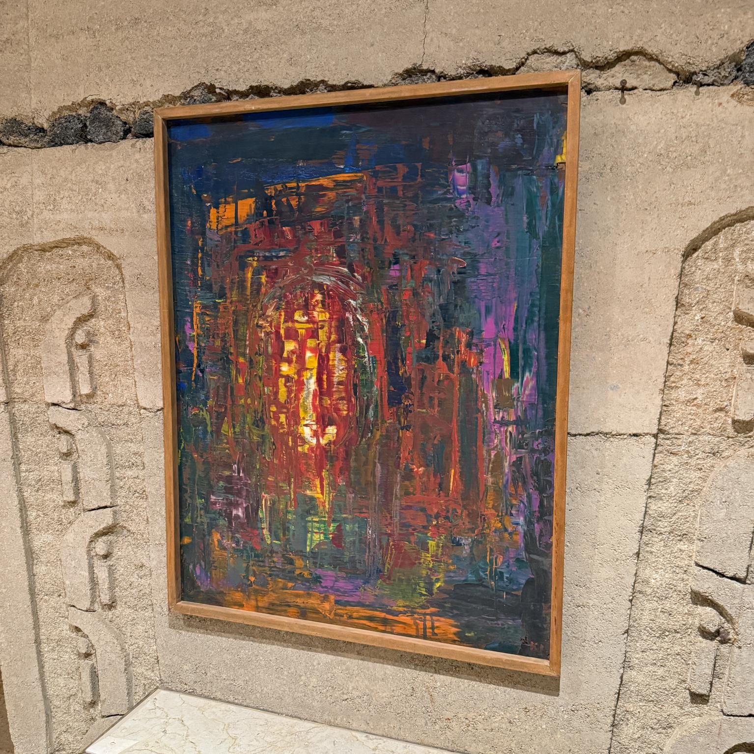 1960s Modernismo Mexicano Vibrante Pintura al Óleo Abstracta Arte Original mediados del siglo XX en venta