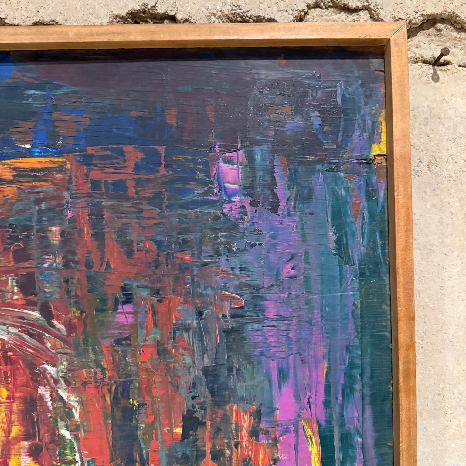 1960s Modernismo Mexicano Vibrante Pintura al Óleo Abstracta Arte Original en venta 1