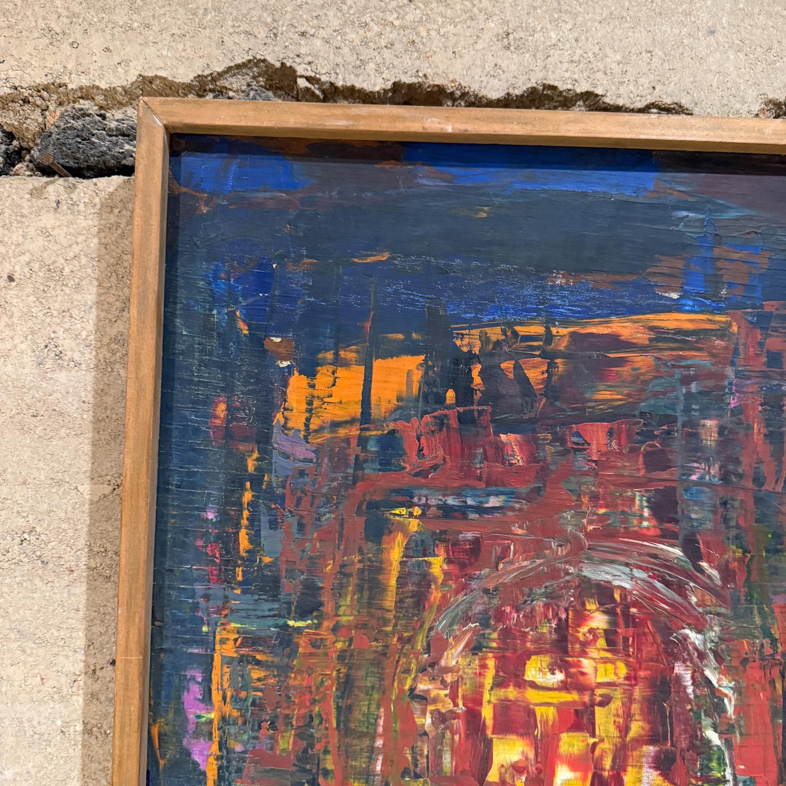 1960s Modernismo Mexicano Vibrante Pintura al Óleo Abstracta Arte Original en venta 2