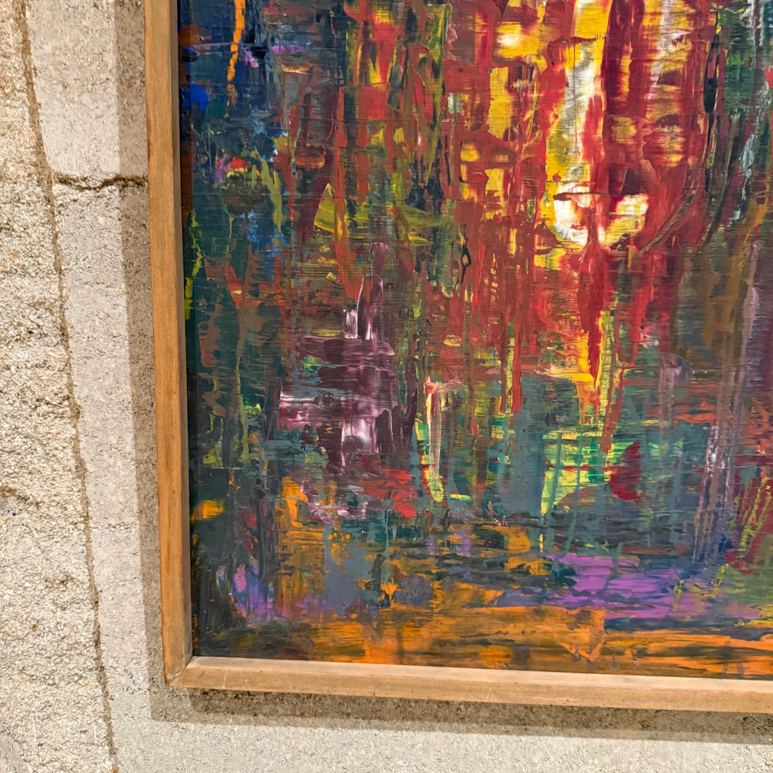 1960s Modernismo Mexicano Vibrante Pintura al Óleo Abstracta Arte Original en venta 3