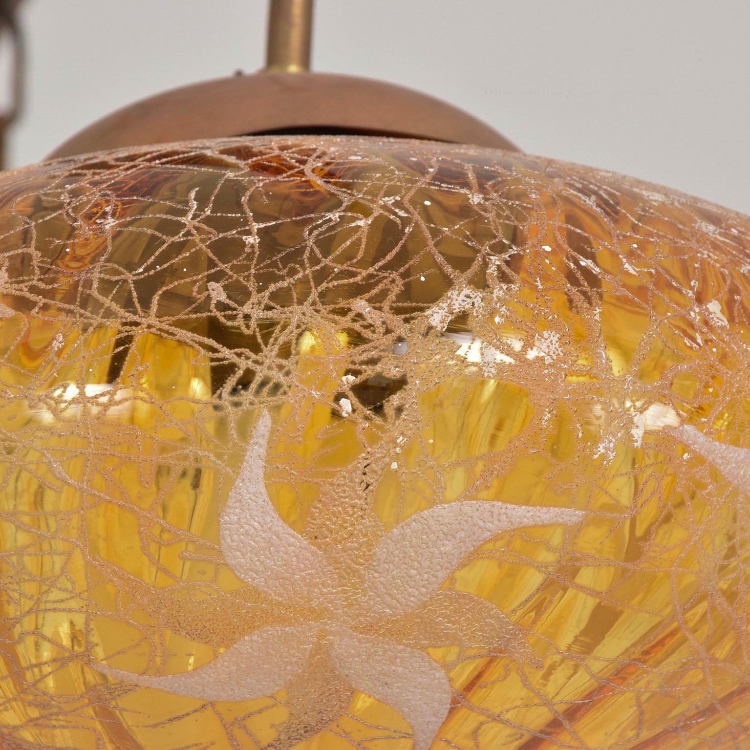 Mexican 1960s Eugenio Escudero Double Globe Pendant Amber Glass Mahogany Sway Bar