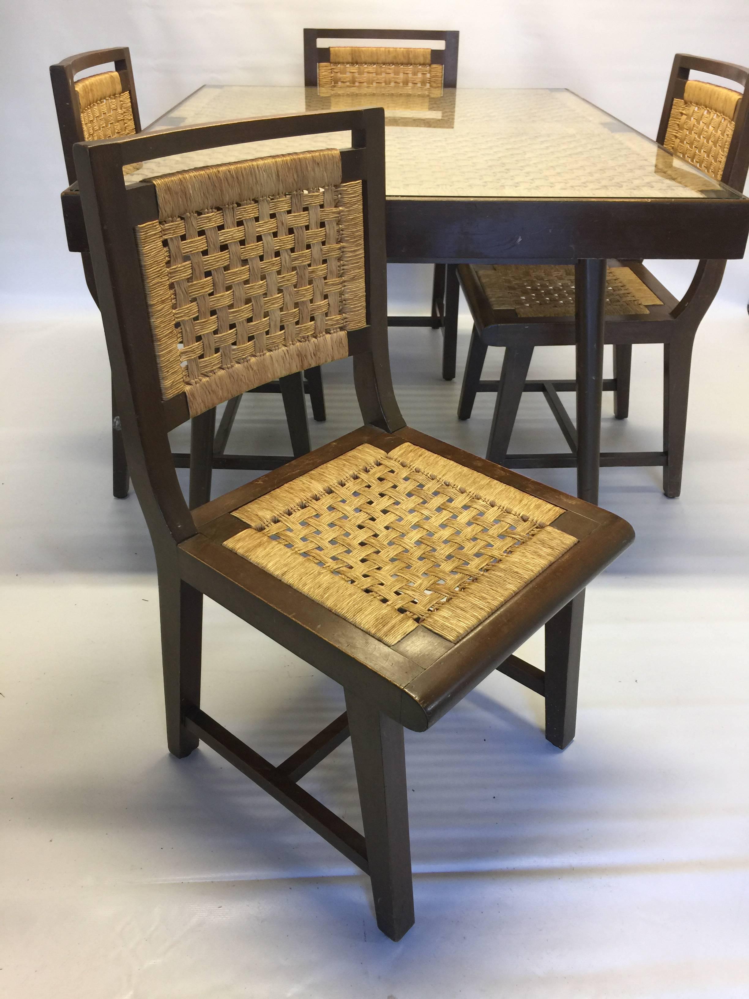 1960s Mexican Modernist Five-Piece Dining Set, Attributed to Michael Van Buren In Excellent Condition In Sacramento, CA