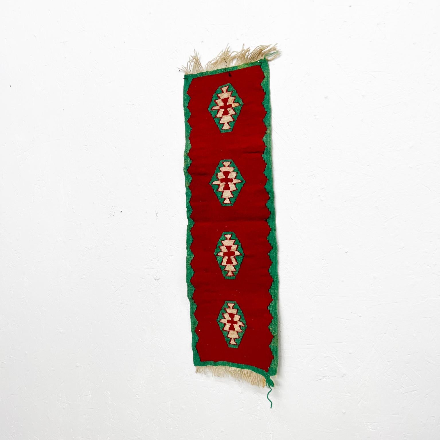 Mid-20th Century 1960s Mexican Wool Textile Art Red and Green Wall Tapestry
