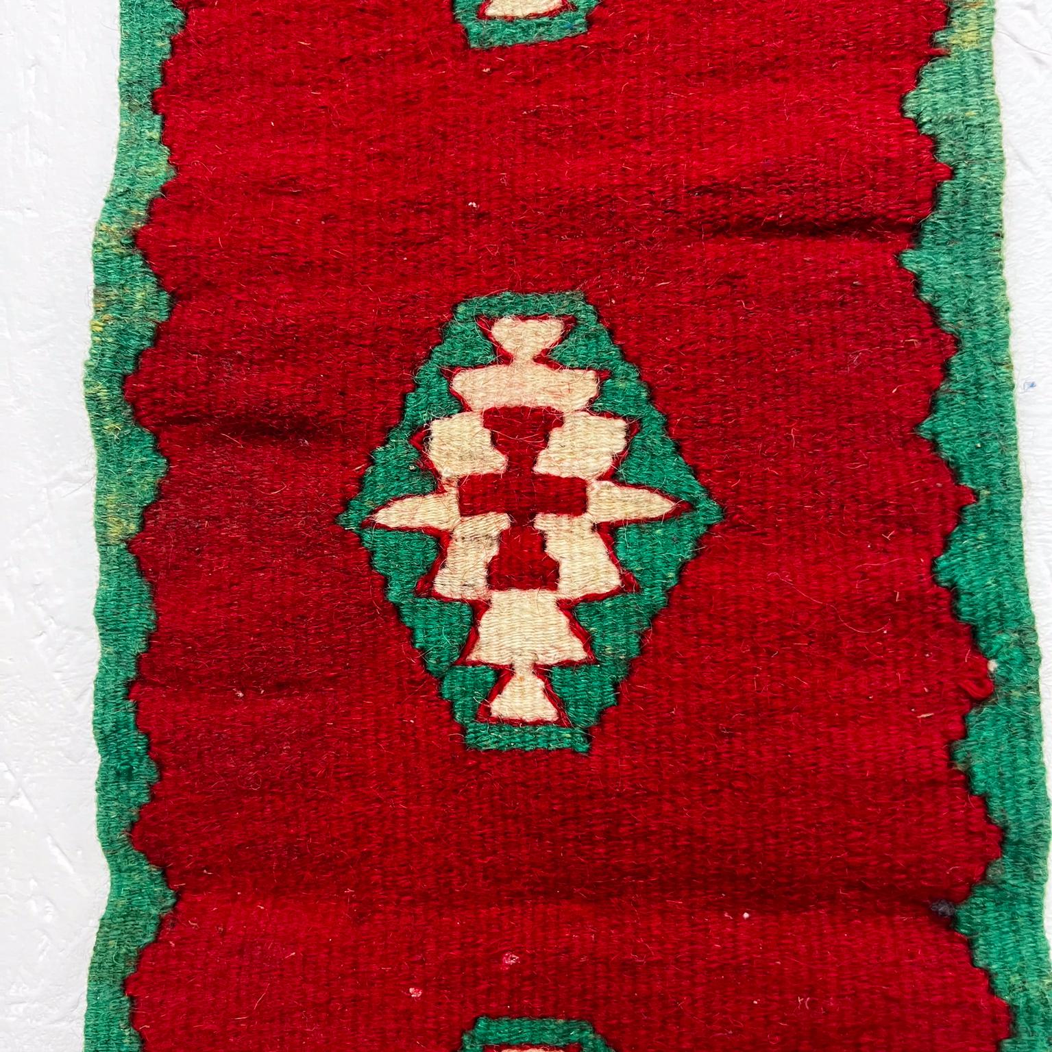1960s Mexican Wool Textile Art Red and Green Wall Tapestry 2