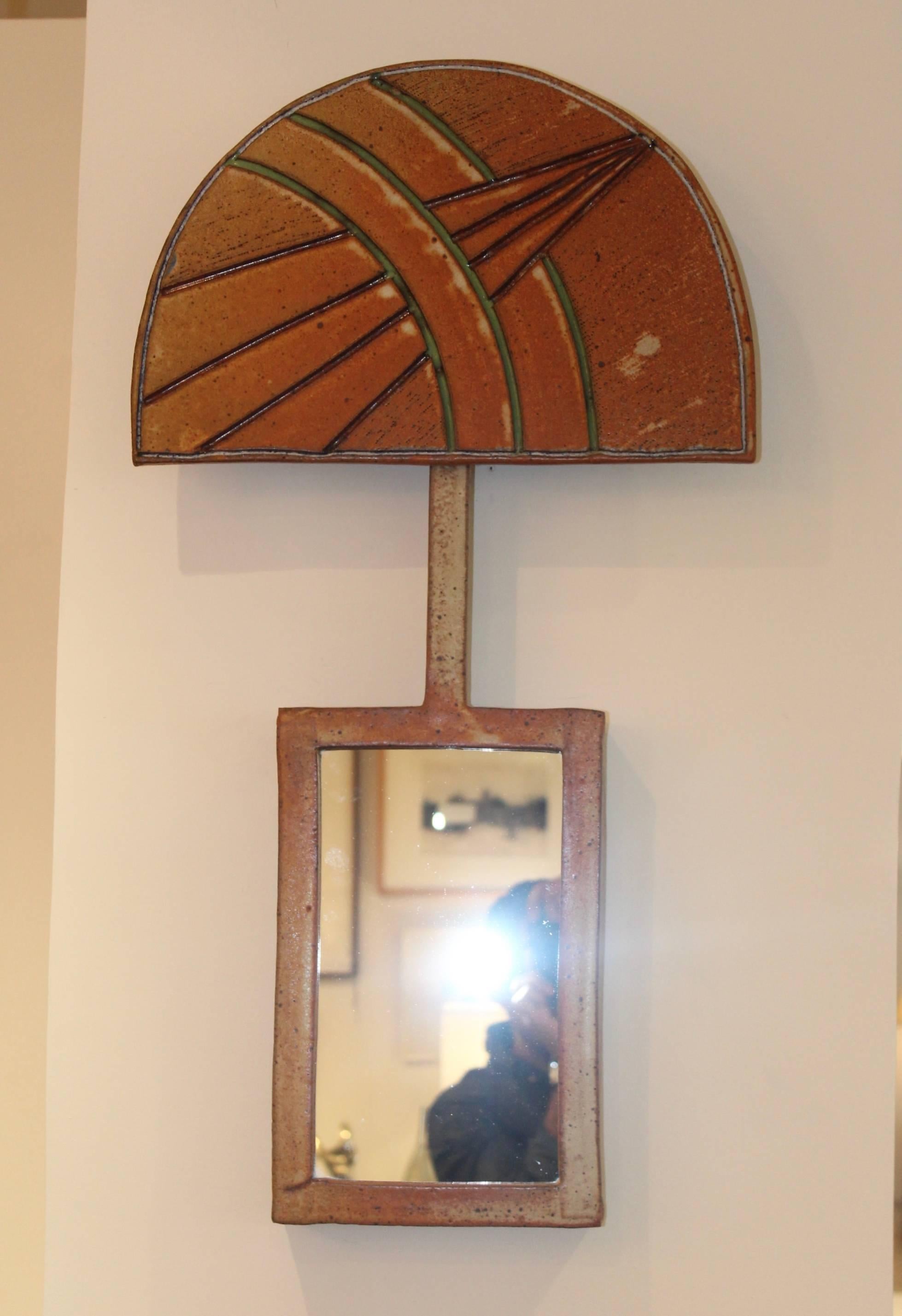 1960s mirror by Massachusetts pottery artist Michael Cohen.