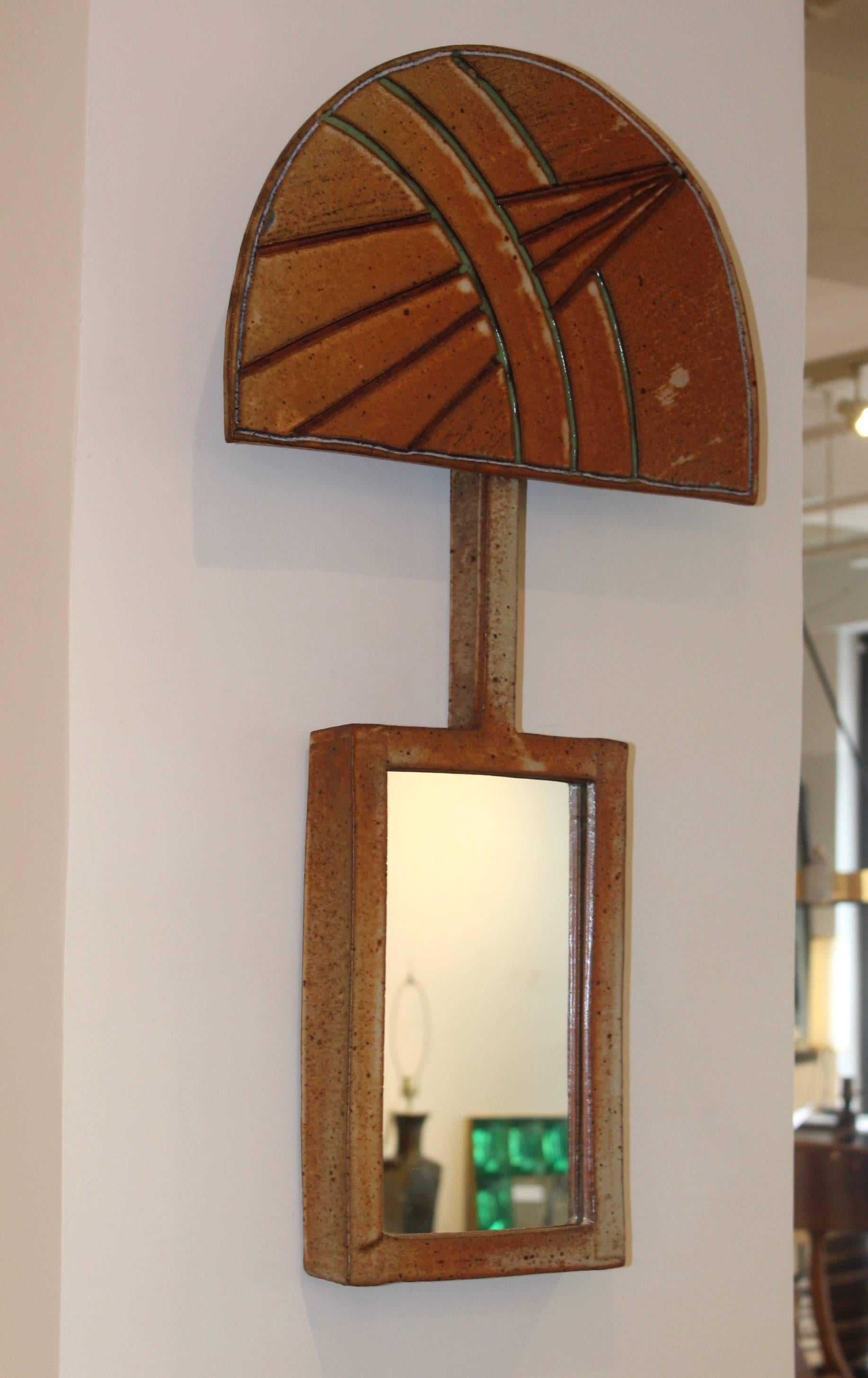 Mid-Century Modern 1960s Michael Cohen Pottery Mirror