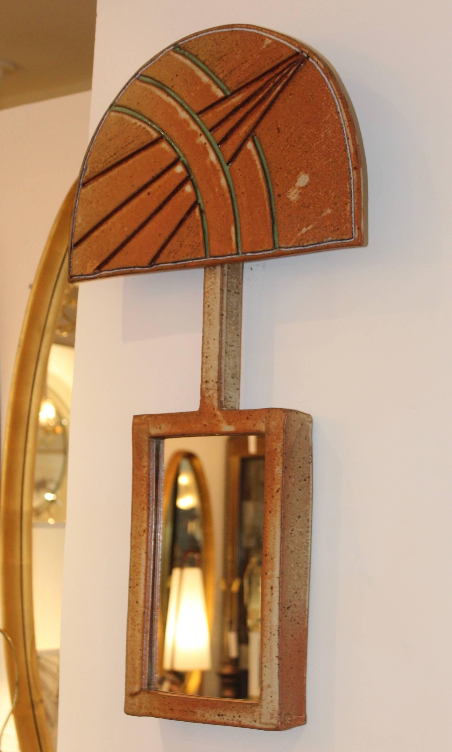 American 1960s Michael Cohen Pottery Mirror