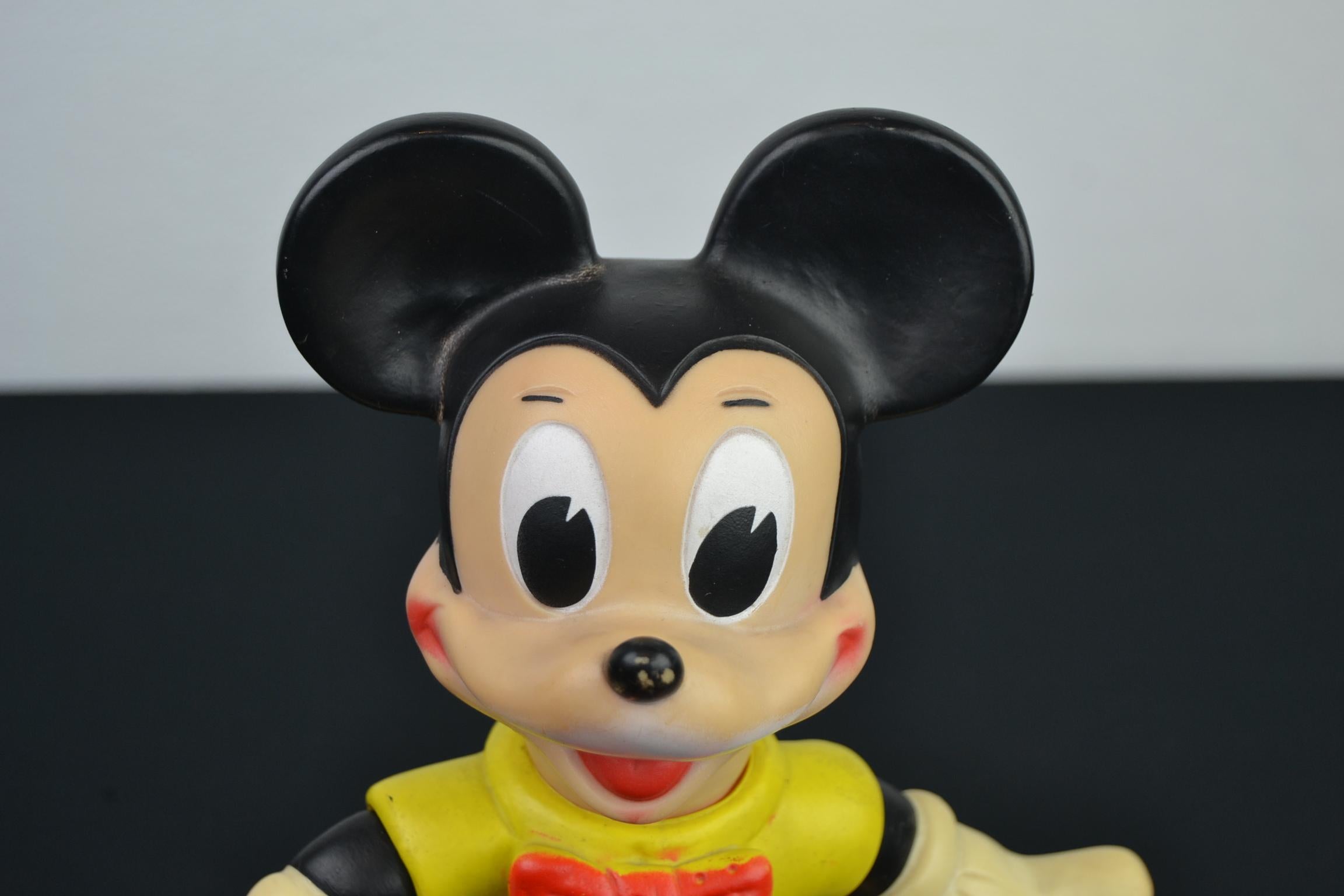 European 1960s Mickey Mouse Rubber Squeak Toy Doll Walt Disney Productions