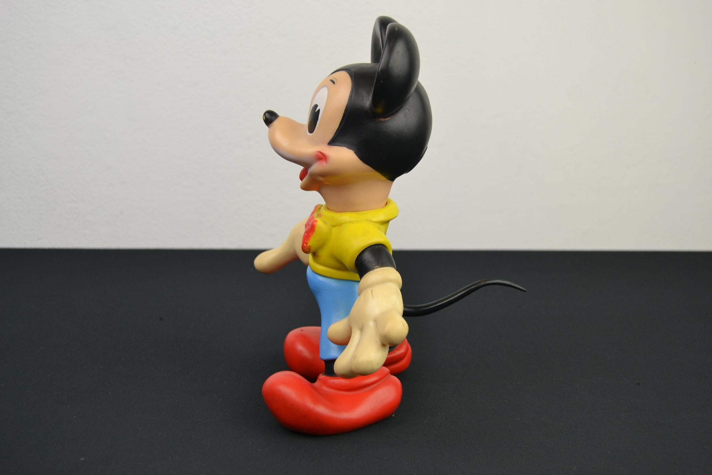 20th Century 1960s Mickey Mouse Rubber Squeak Toy Doll Walt Disney Productions