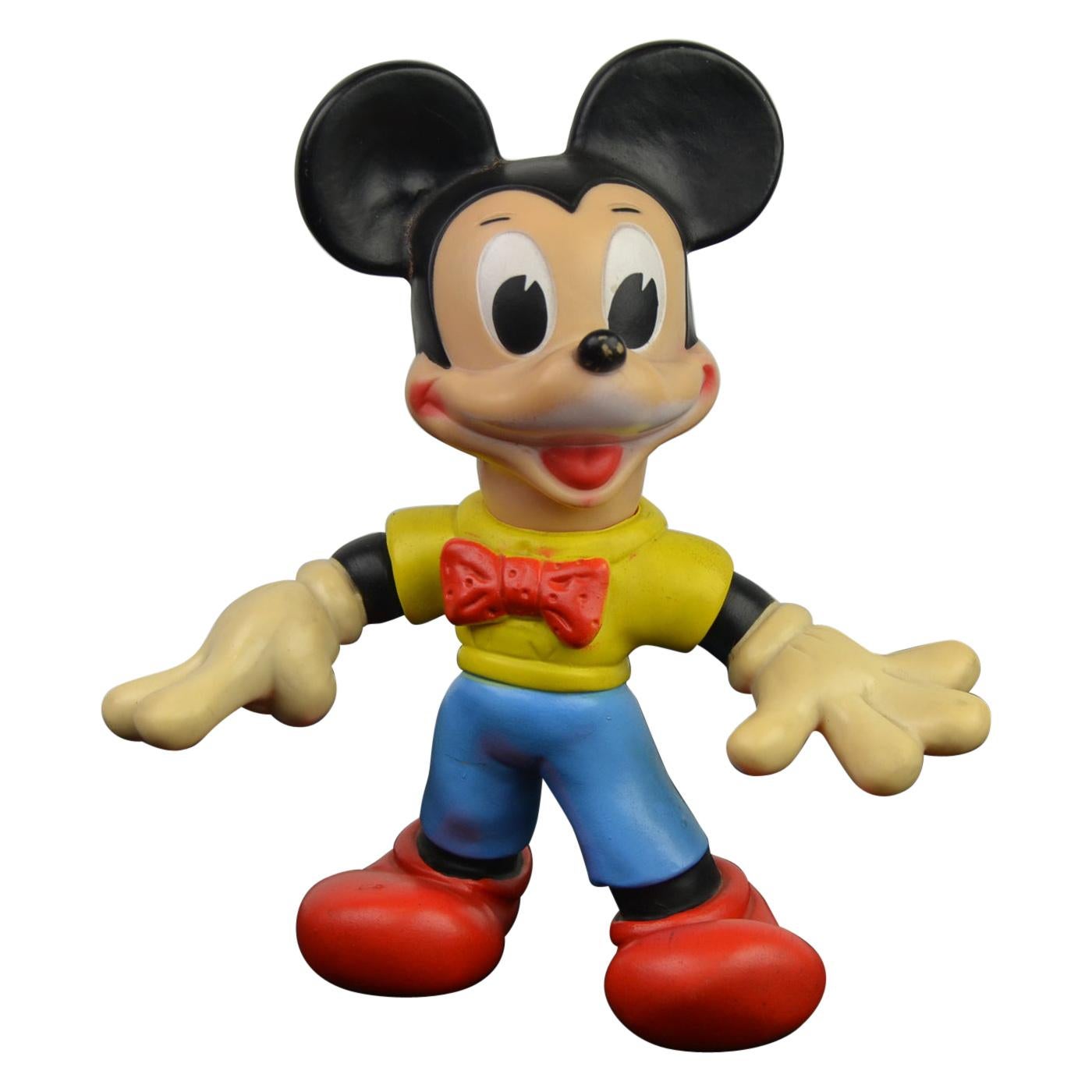 1960s Mickey Mouse Rubber Squeak Toy Doll Walt Disney Productions