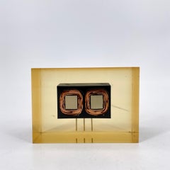 1960s Microchip Lucite Paperweight Vintage Retro Tech Sculpture MCM Anachronism