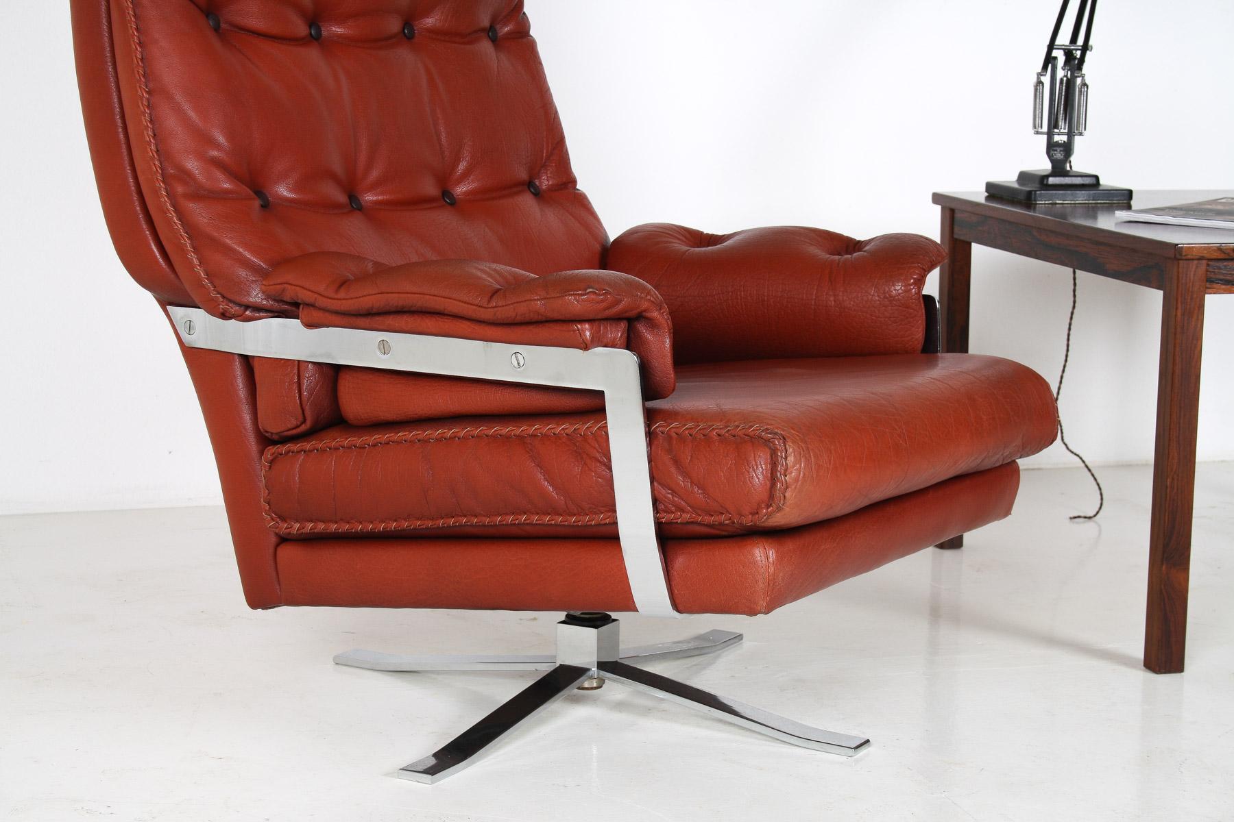 burnt orange swivel chair