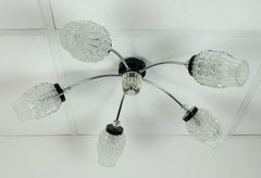 1960's mid century 5-light sputnik spider CEILING LIGHT chrome metal glass