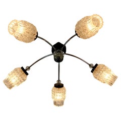 1960's mid century 5-light sputnik spider CEILING LIGHT chrome metal glass