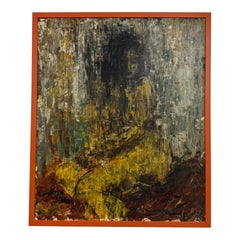 Peinture abstraite des années 1960 représentant une figure féminine, typique du milieu du siècle