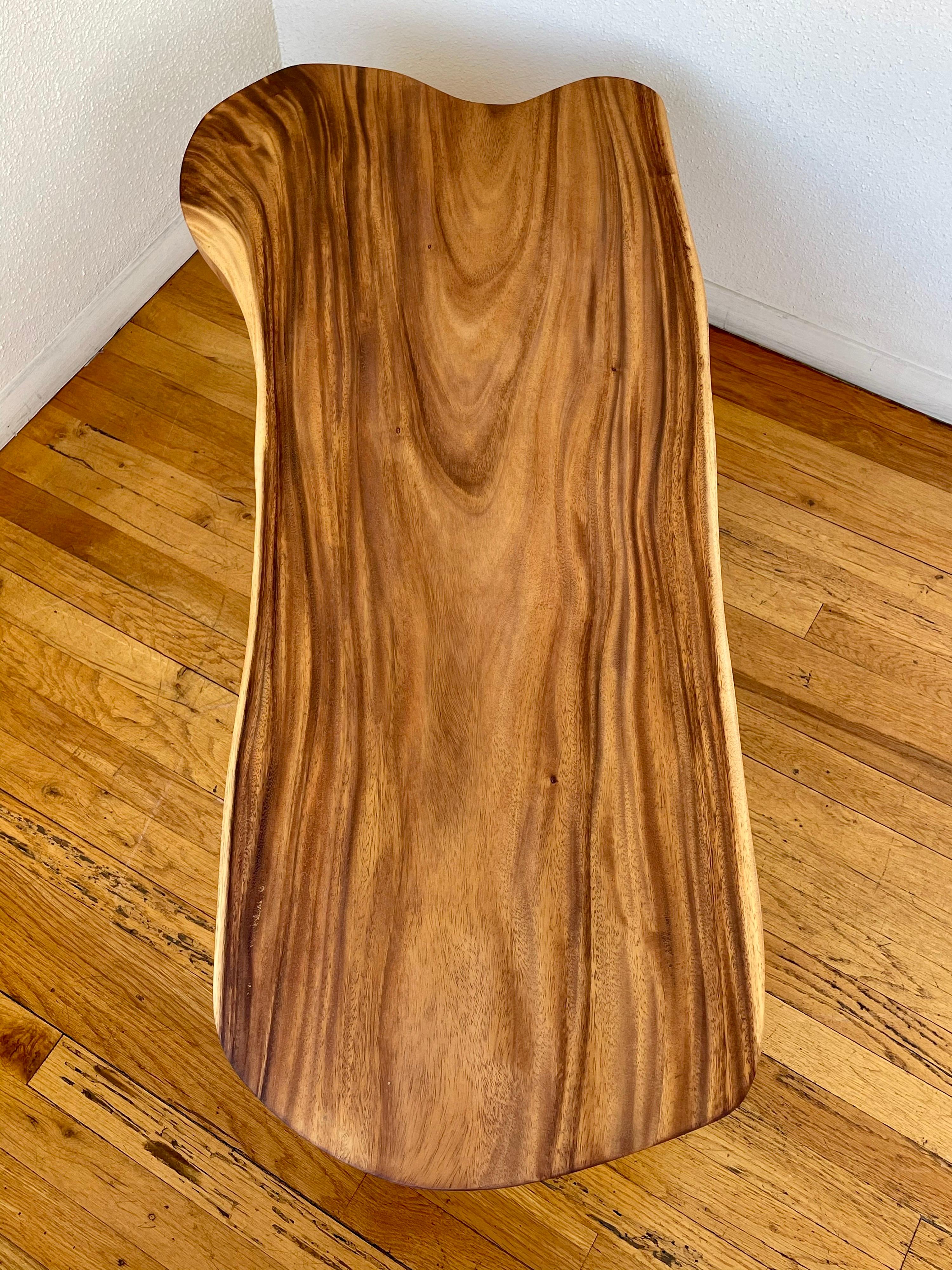 1960s Mid-Century American Freeform Solid Monkey Pod Wood Coffee Table In Good Condition In San Diego, CA