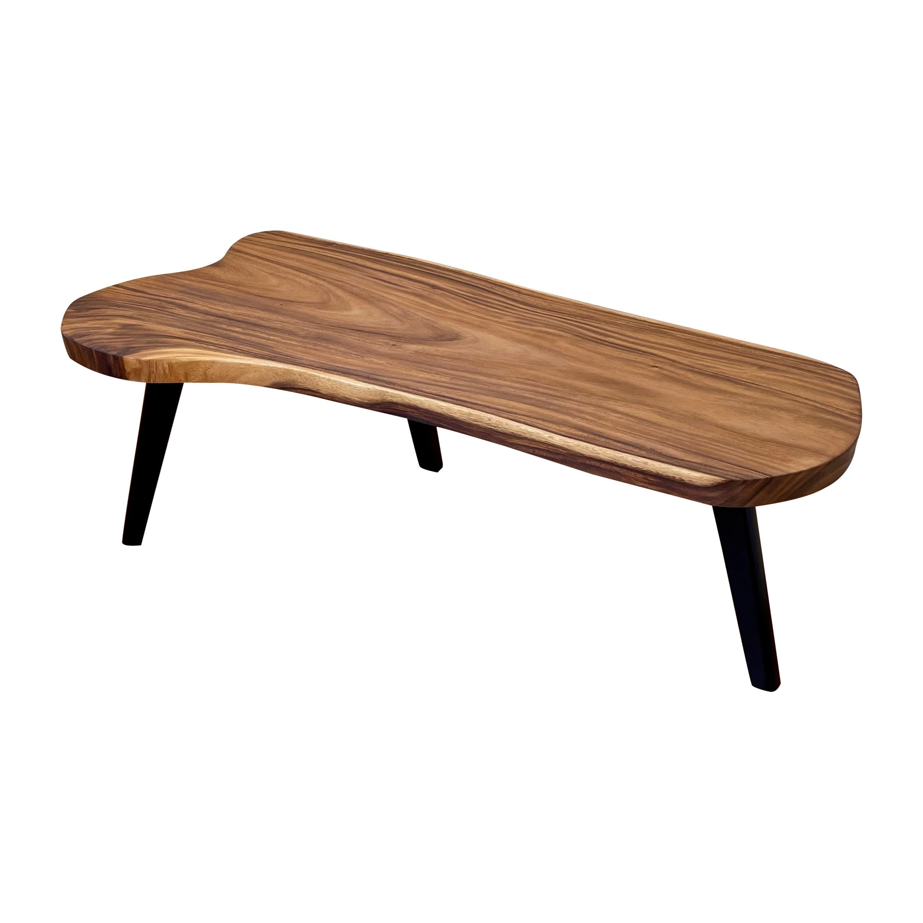 1960s Mid-Century American Freeform Solid Monkey Pod Wood Coffee Table