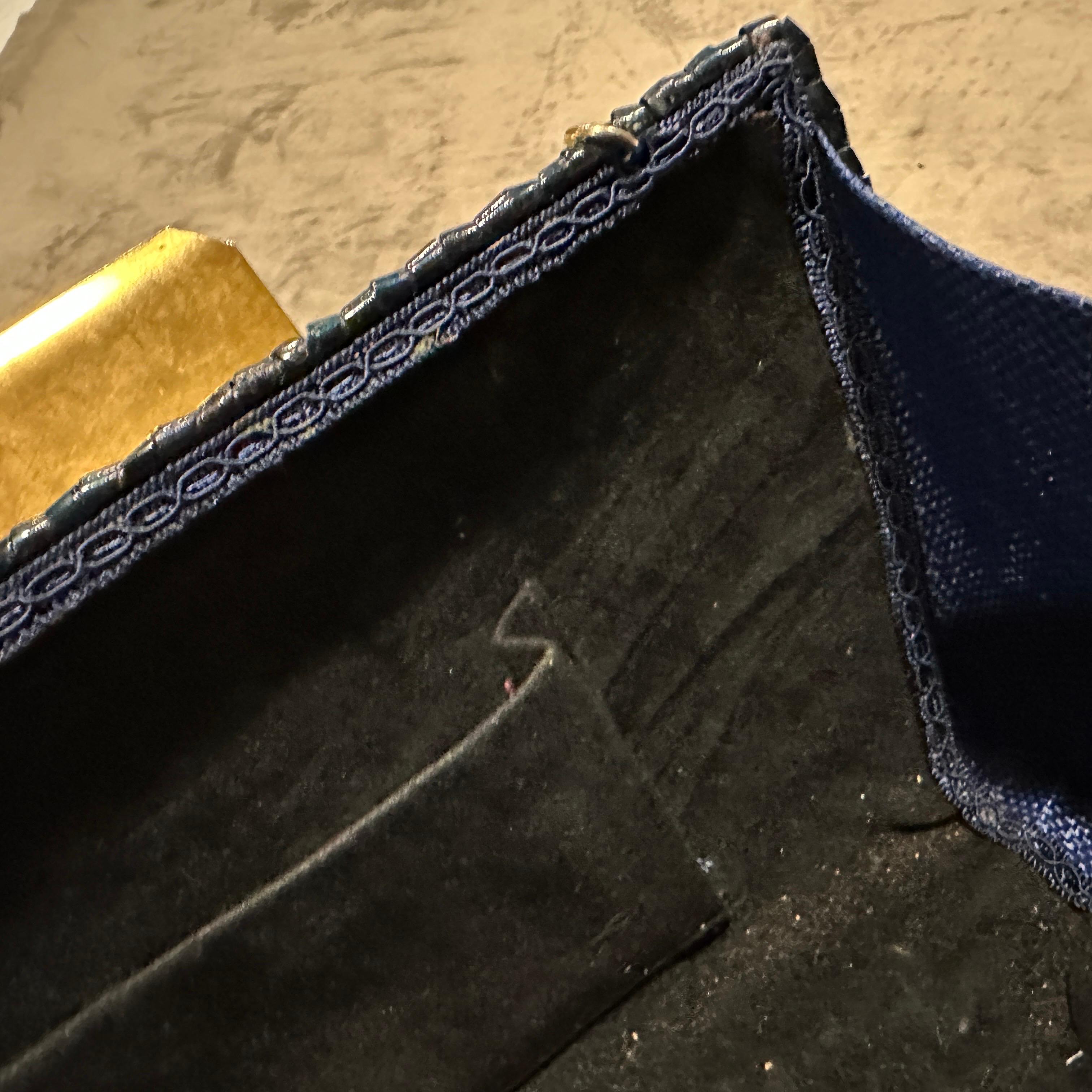 Borsa da sera italiana di metà secolo 1960 in vimini nero e metallo di Rodo in vendita 7