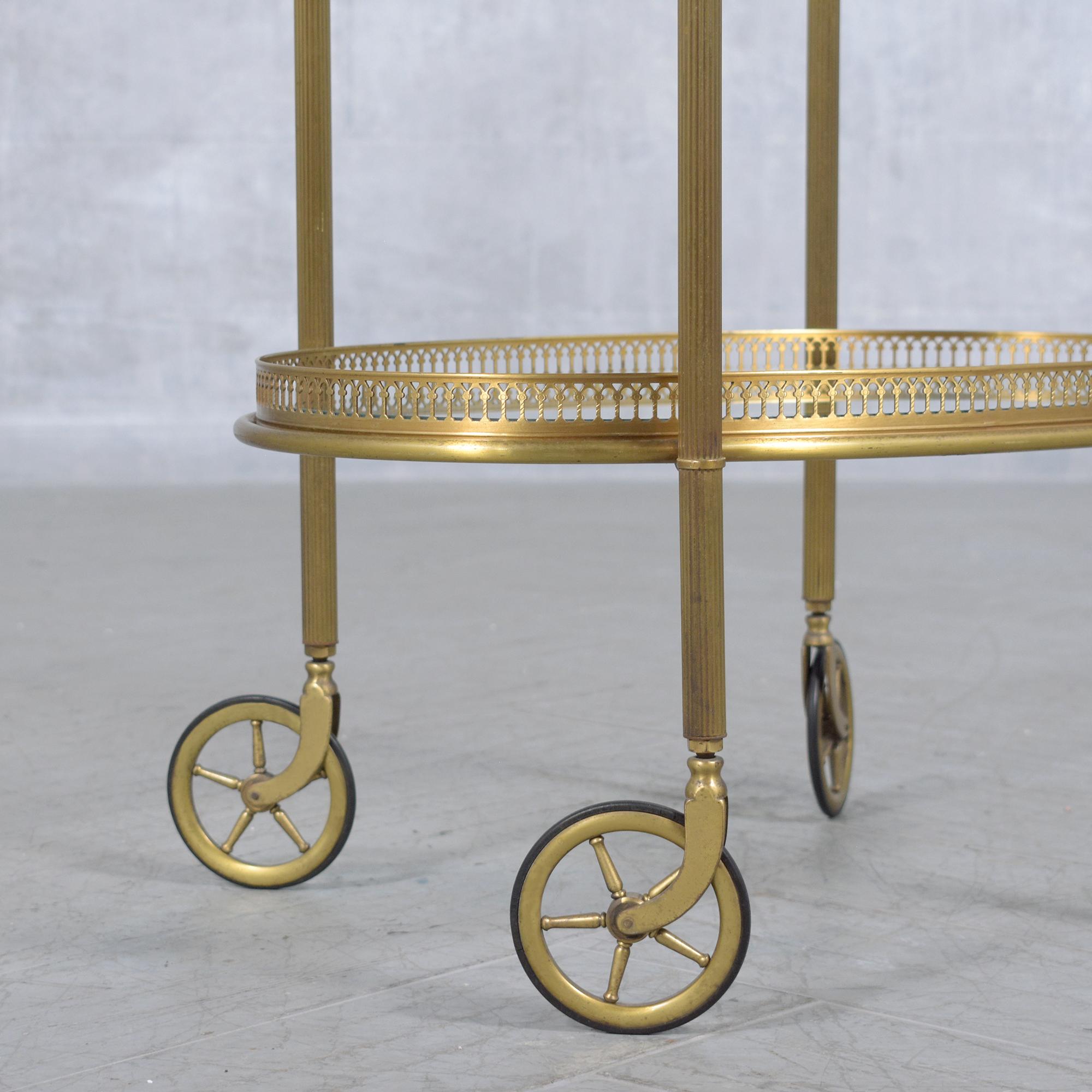 1960s Brass Bar Cart: Mid-Century Elegance Restored For Sale 3