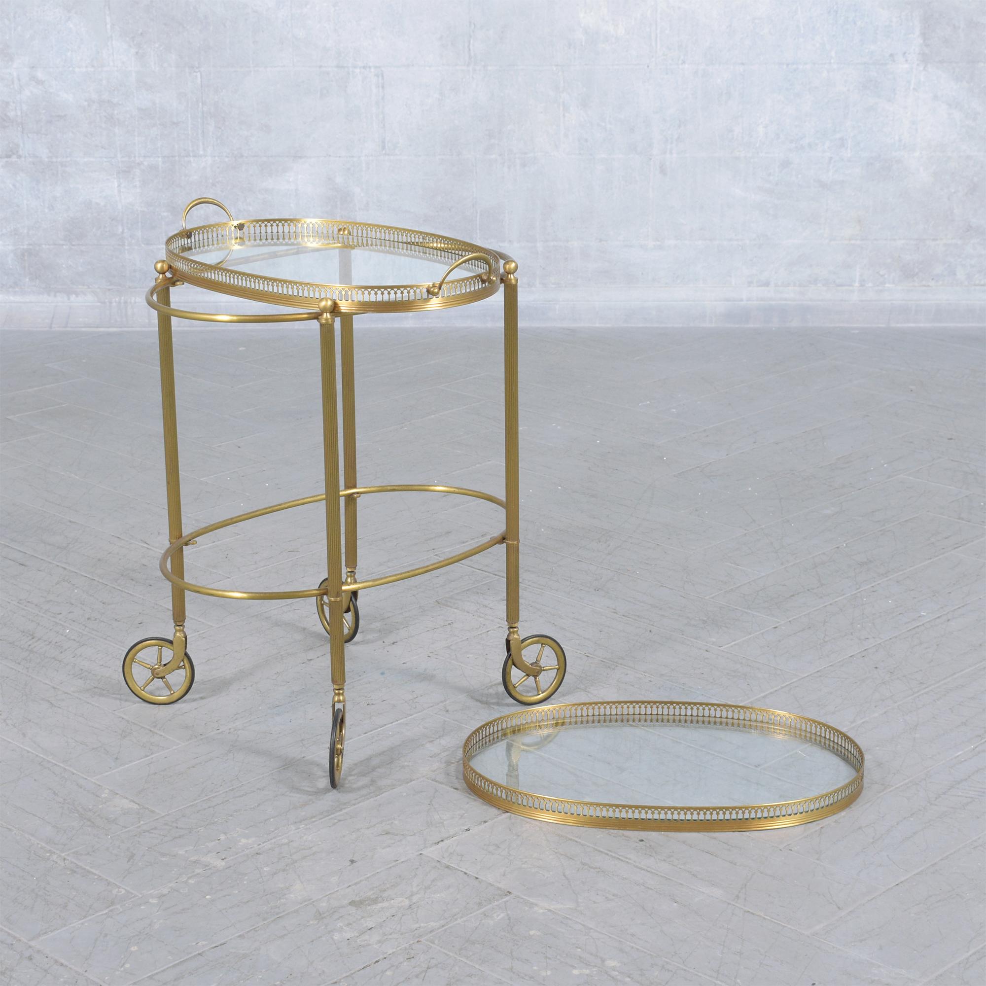 1960s Brass Bar Cart: Mid-Century Elegance Restored For Sale 4