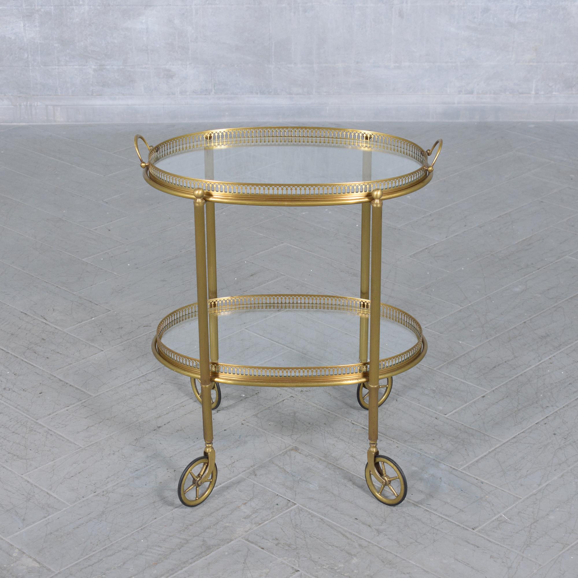 1960s Brass Bar Cart: Mid-Century Elegance Restored For Sale 5