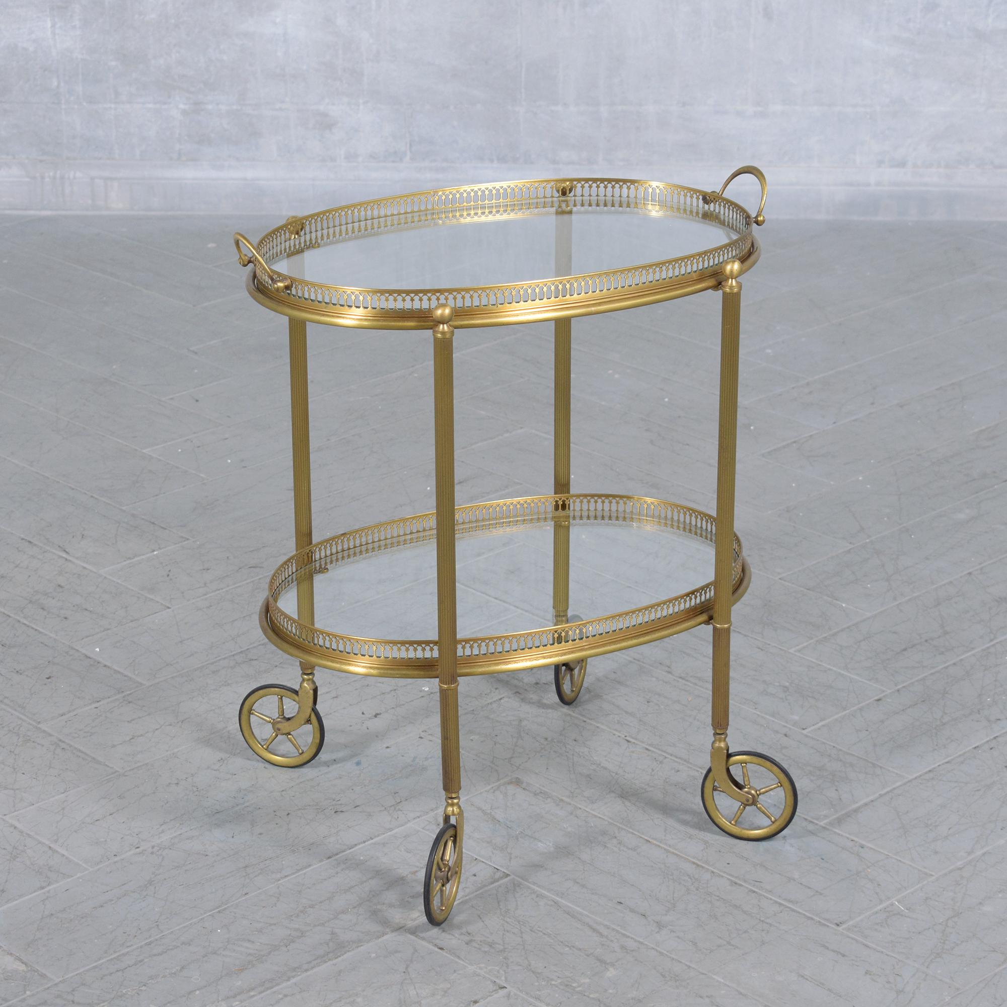 Italian 1960s Brass Bar Cart: Mid-Century Elegance Restored For Sale