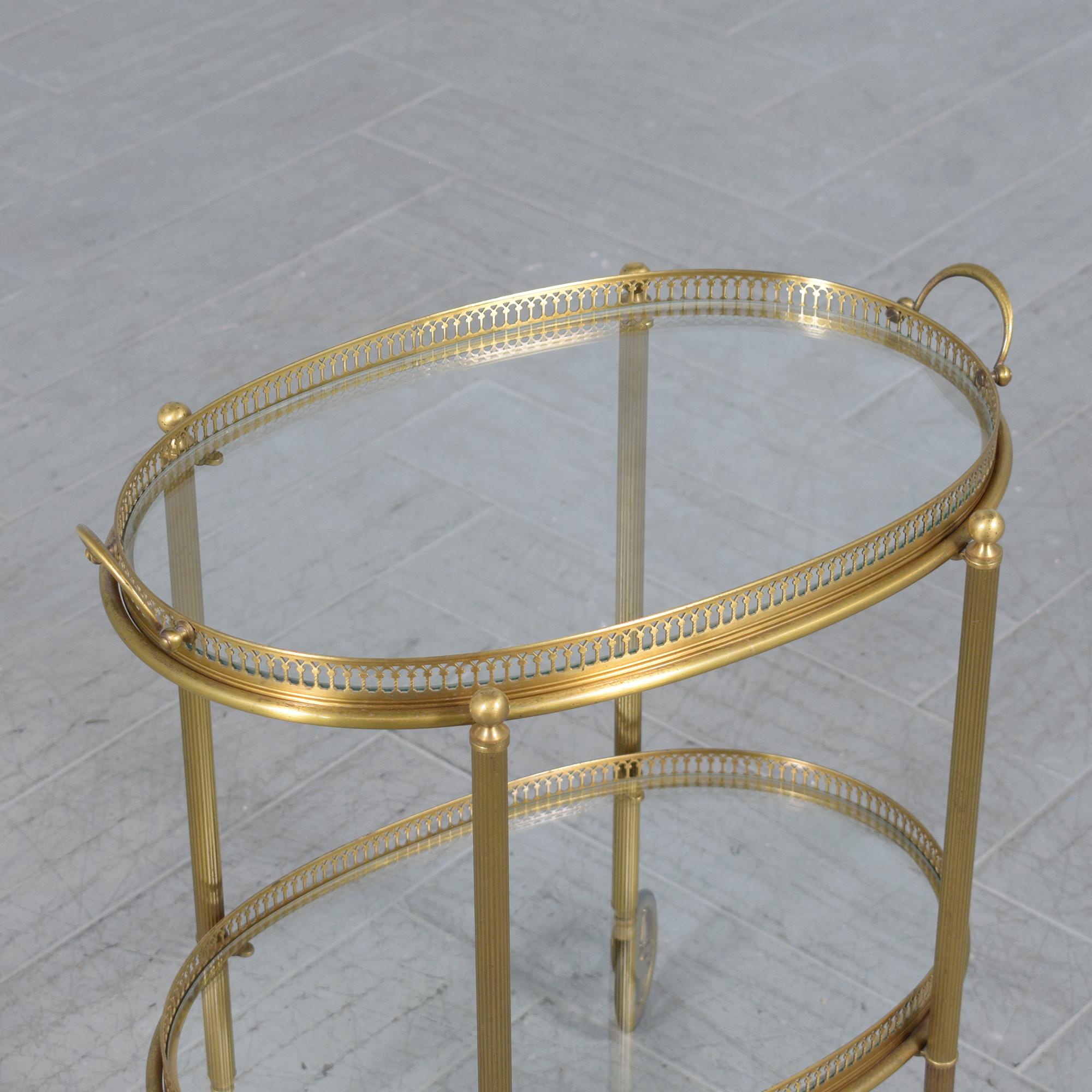 Mid-20th Century 1960s Brass Bar Cart: Mid-Century Elegance Restored For Sale