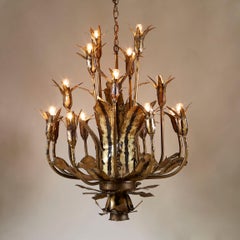 Vintage 1960s Brutalist torch-cut chandelier by Tom Greene for Feldman