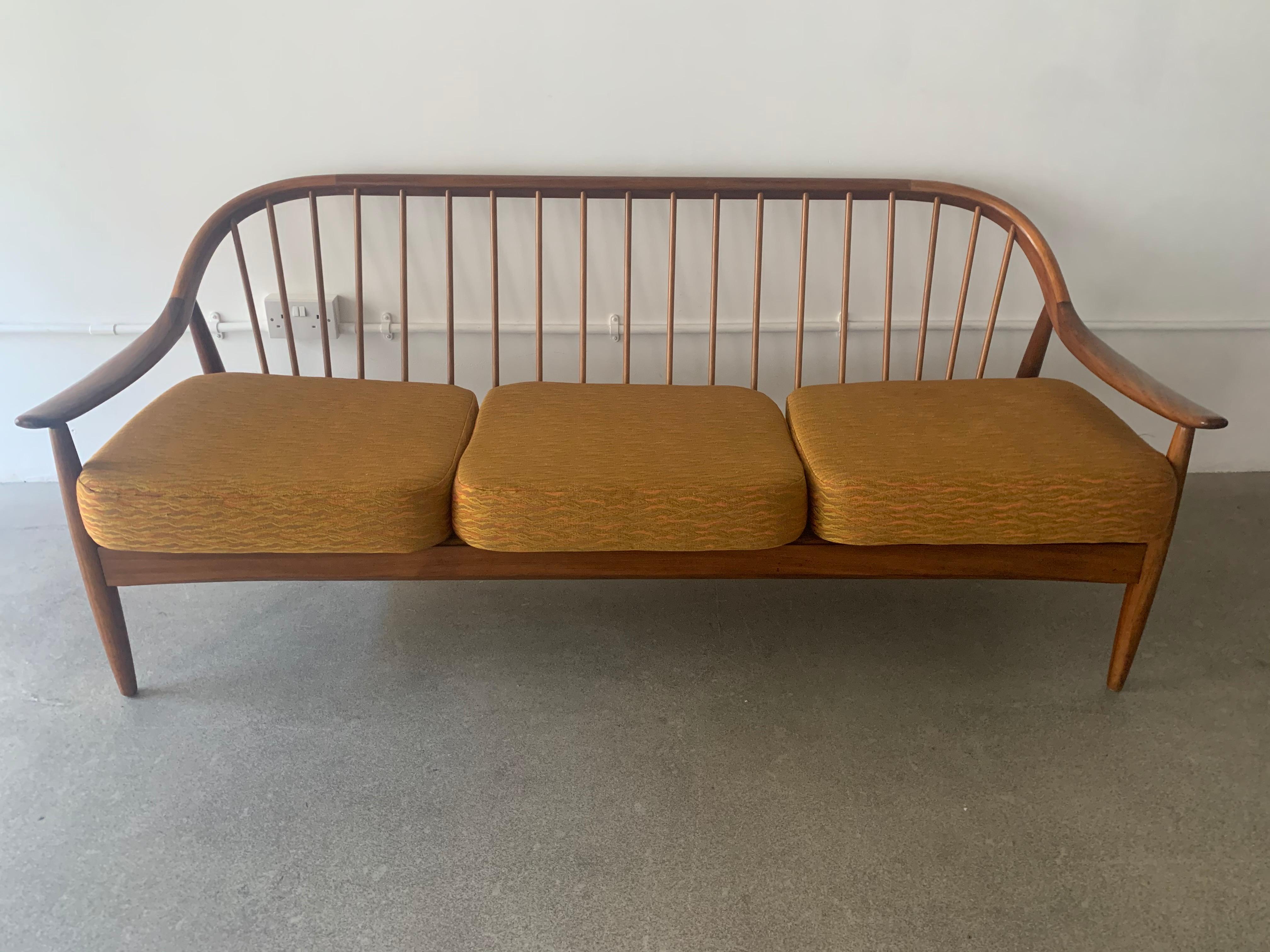 1960s Midcentury British Greaves & Thomas Solid Teak Bentwood Sofa Couch 5