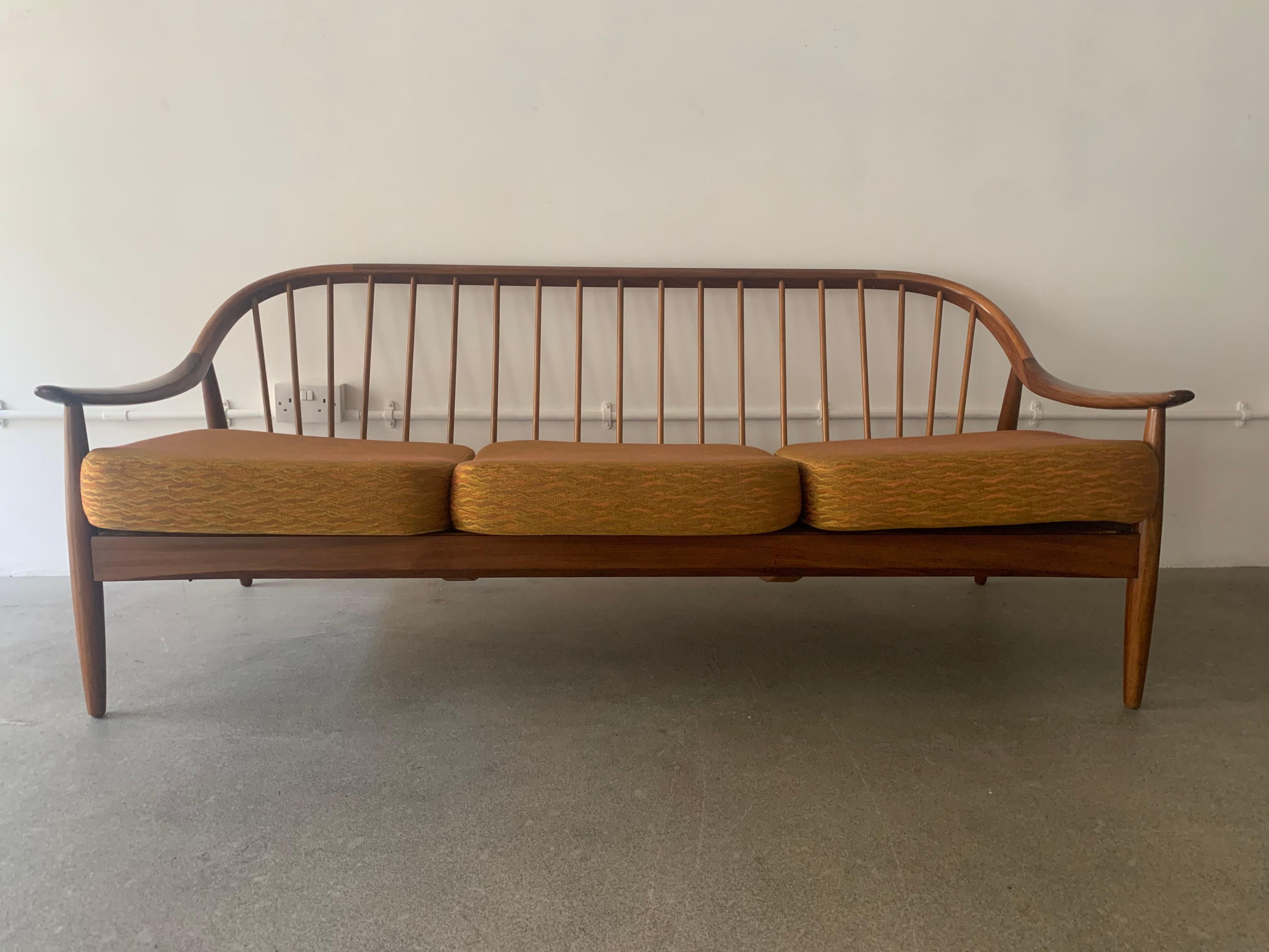 1960s Midcentury British Greaves & Thomas Solid Teak Bentwood Sofa Couch 6