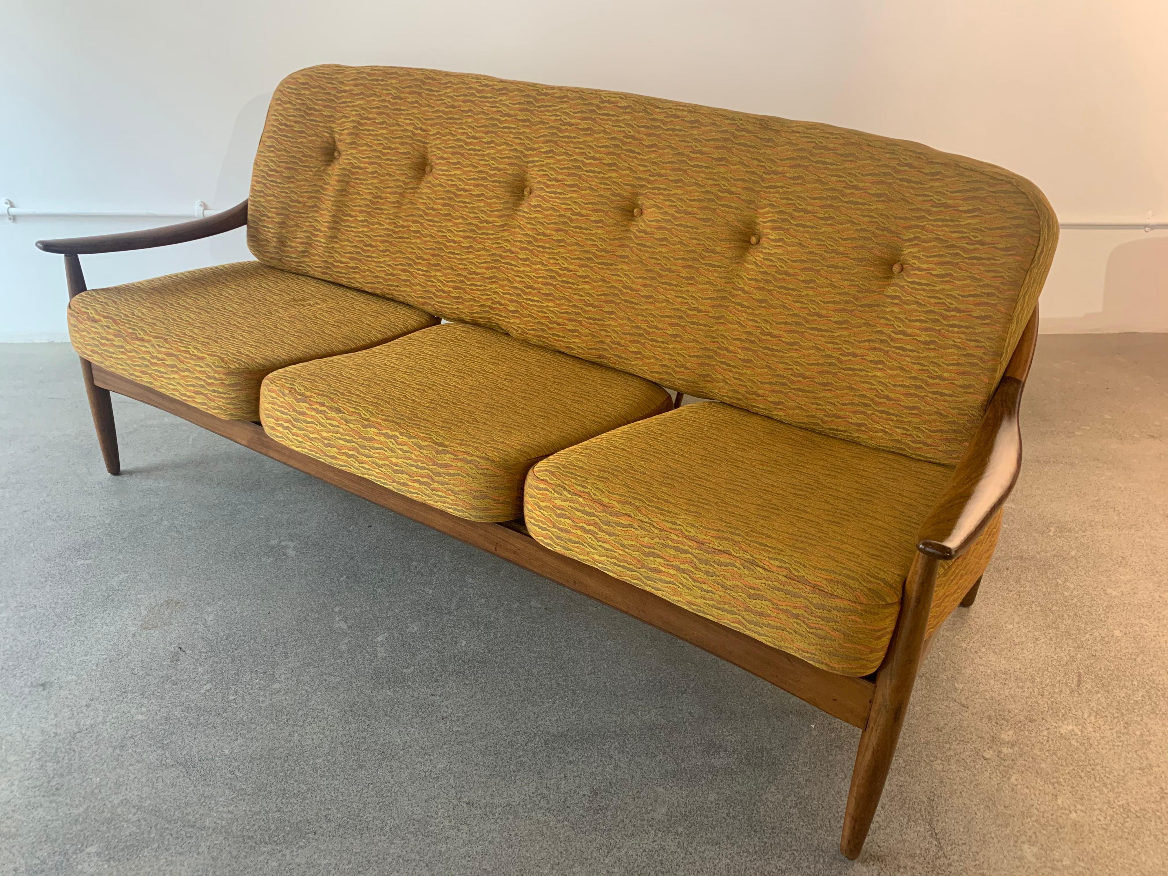 Mid-Century Modern 1960s Midcentury British Greaves & Thomas Solid Teak Bentwood Sofa Couch